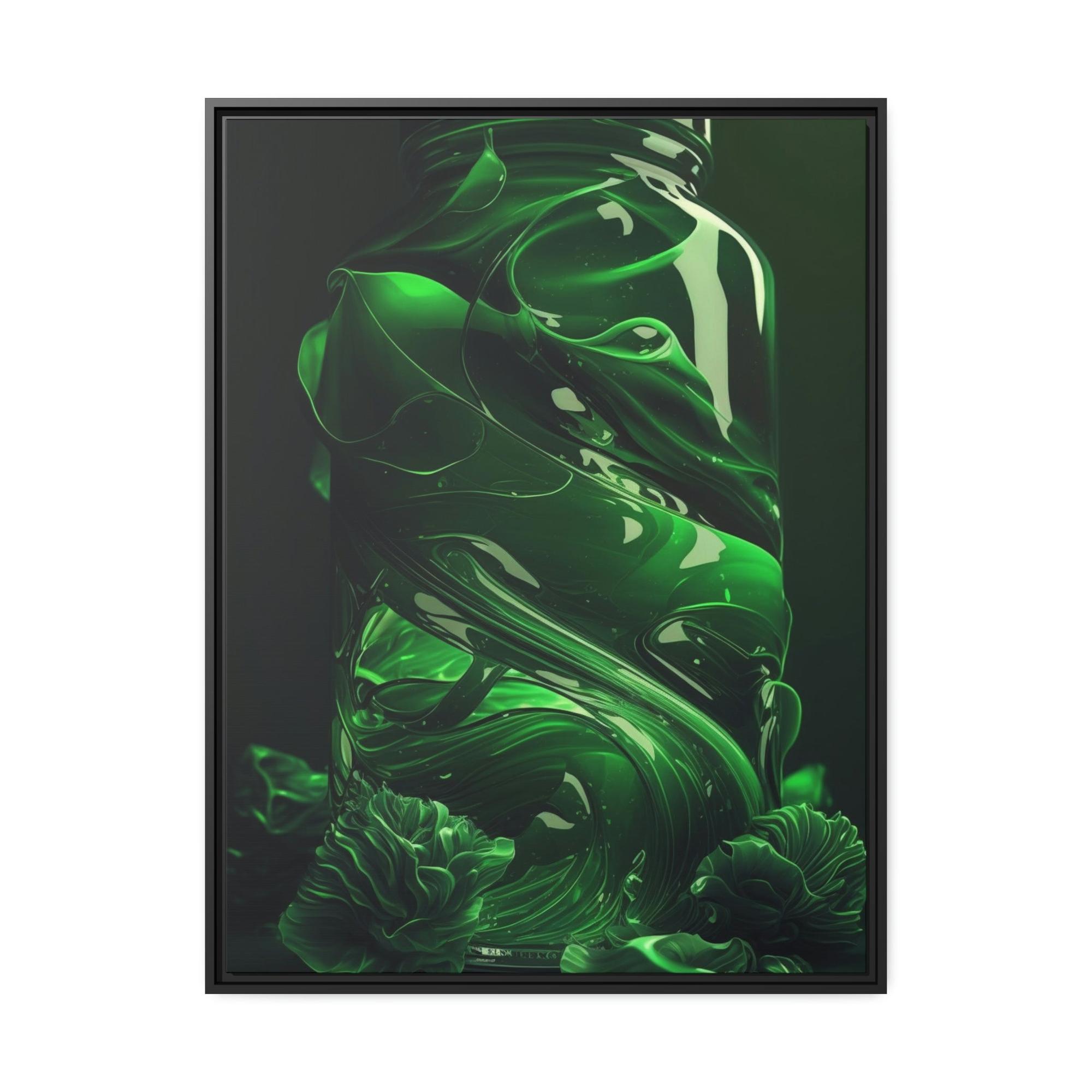 undefined Shades of Green: Abstract Canvas Painting for Modern Interiors