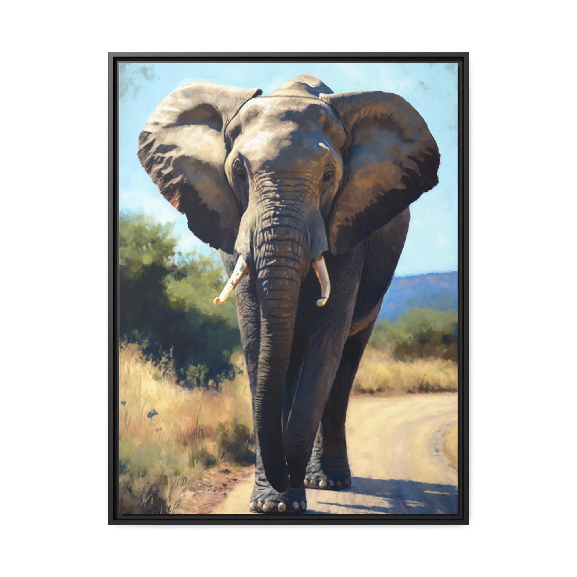 undefined Elephant in the Wild: Breathtaking Framed Canvas for Nature Lovers