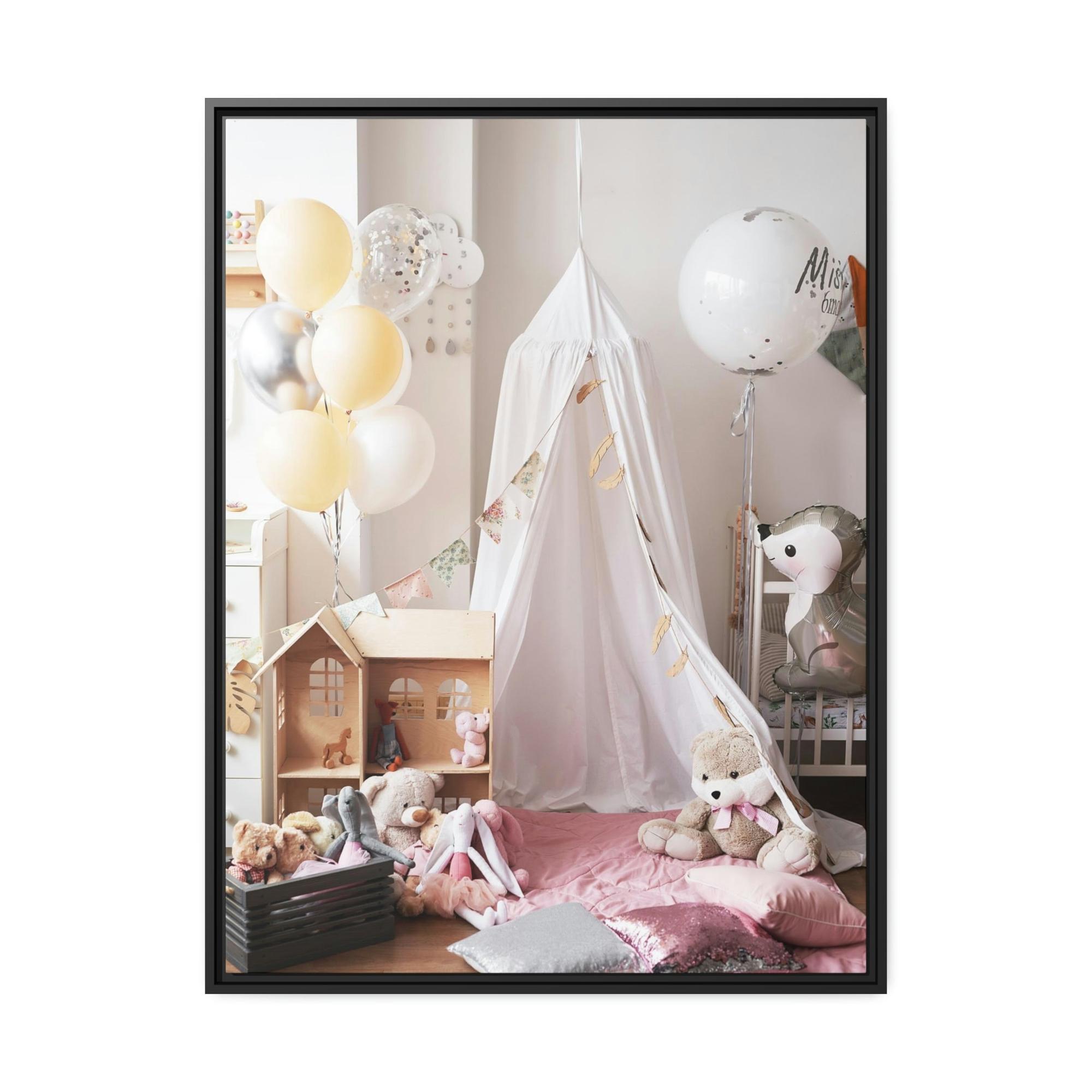 Girls Room Princess Dreams: Elegant Framed Canvas for Girls Room Wall Decor