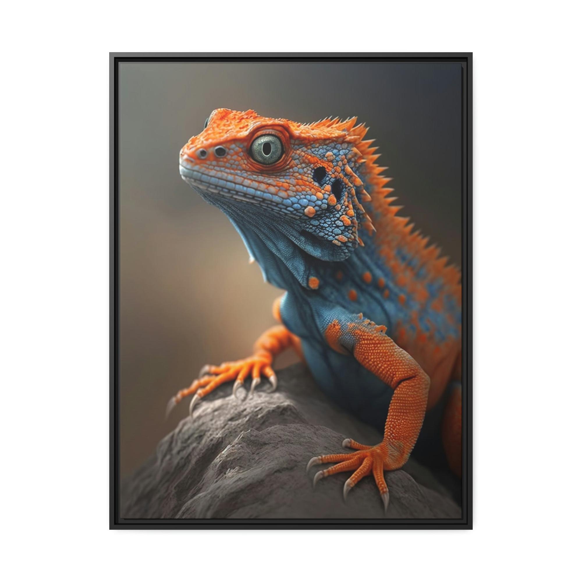 Lizards Bold and Bright: Vibrant Lizard Print on Natural Canvas & Poster