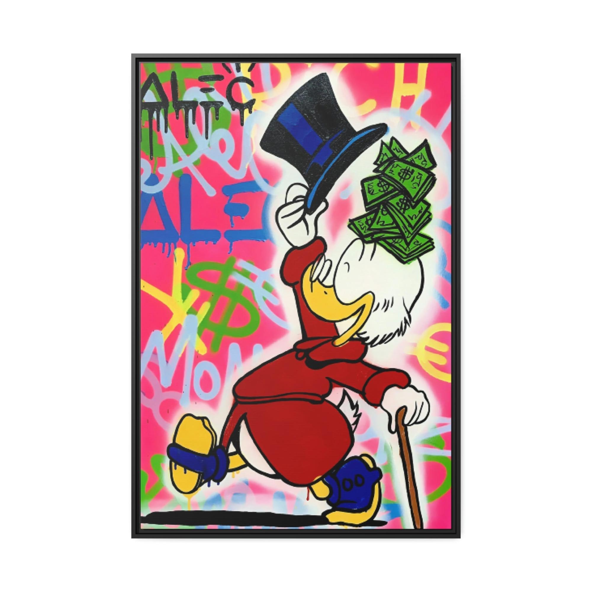 Monopoly & Motivation Street Art Duck: Alec Monopoly Inspired Canvas and Poster Print of Disney's Beloved Character