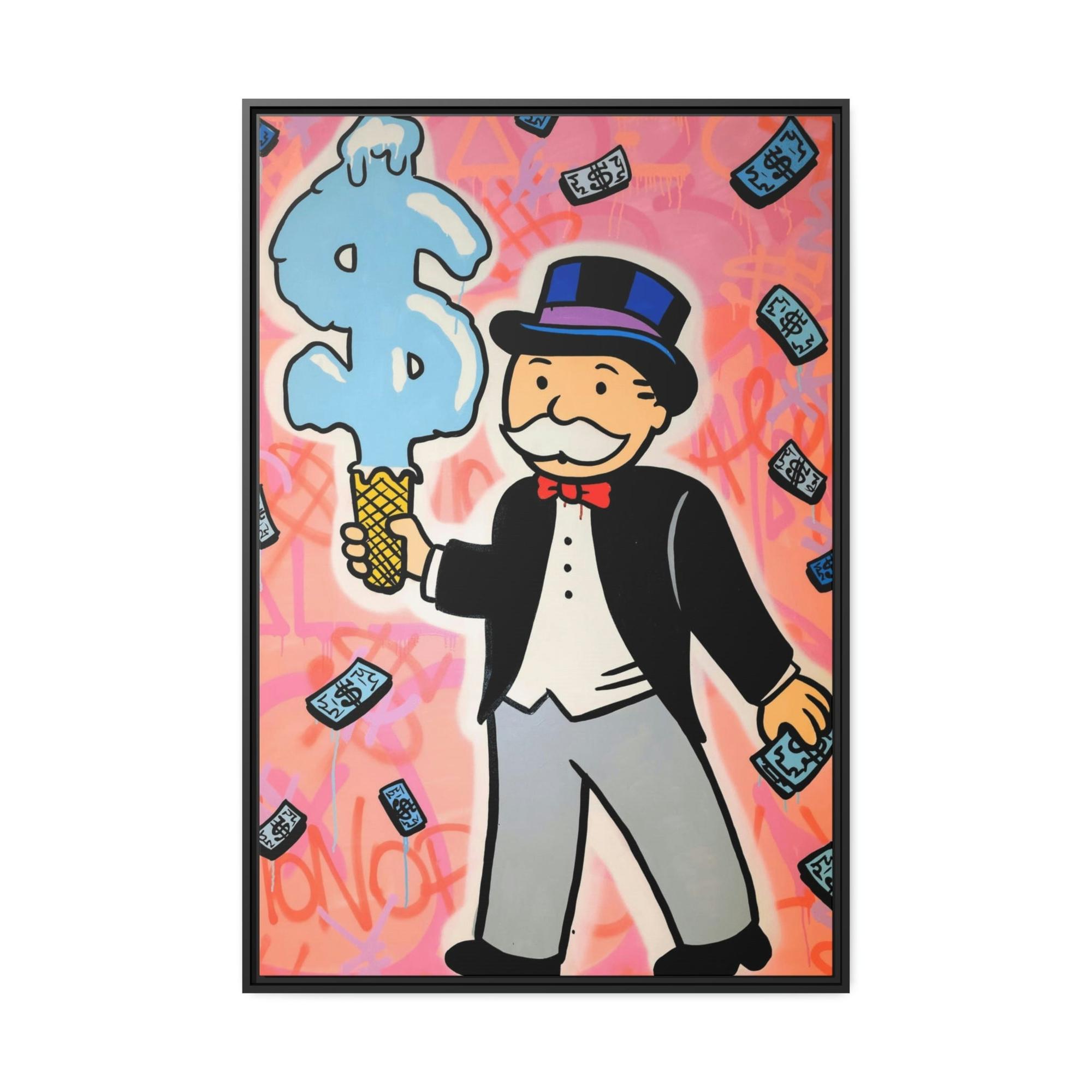 Monopoly & Motivation Money and Art Collide: Framed Canvas and Poster Print of Alec Monopoly's Iconic Work