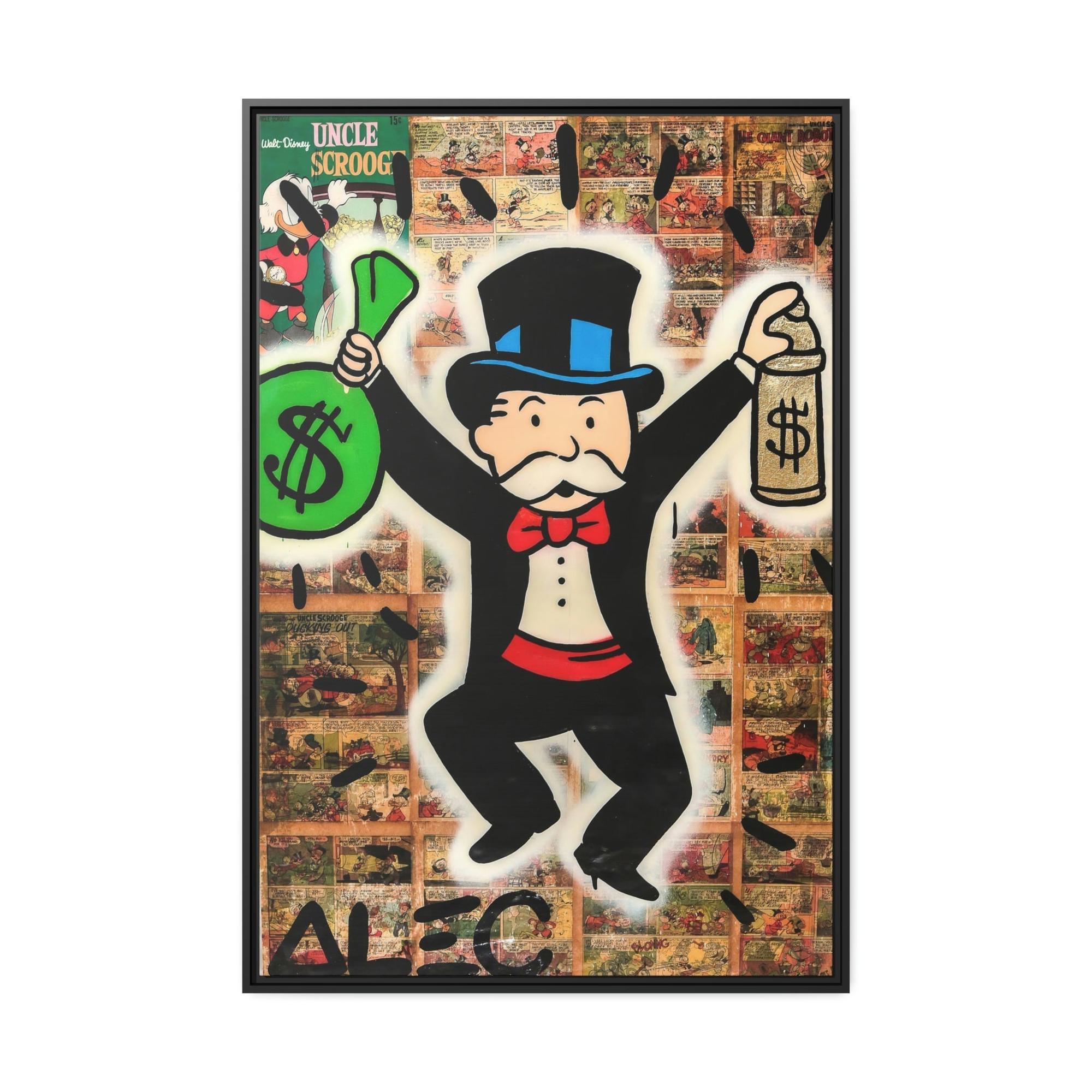 Monopoly & Motivation Money Talks: Framed Canvas and Poster Print of Alec Monopoly Art