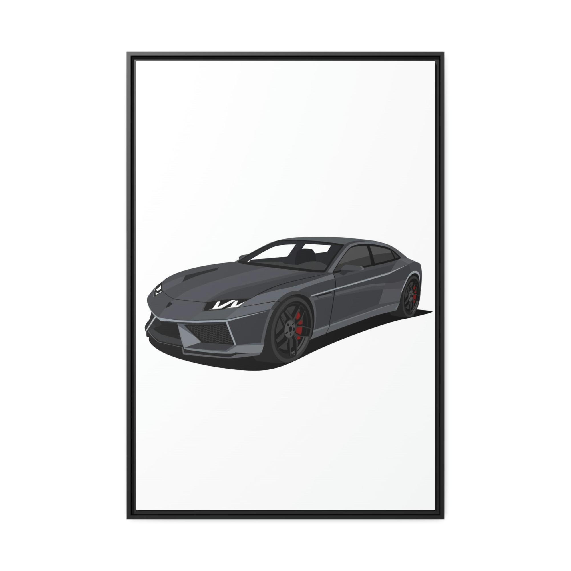 Lamborghini Mysterious Power: Black Lamborghini Framed Canvas & Poster Artwork
