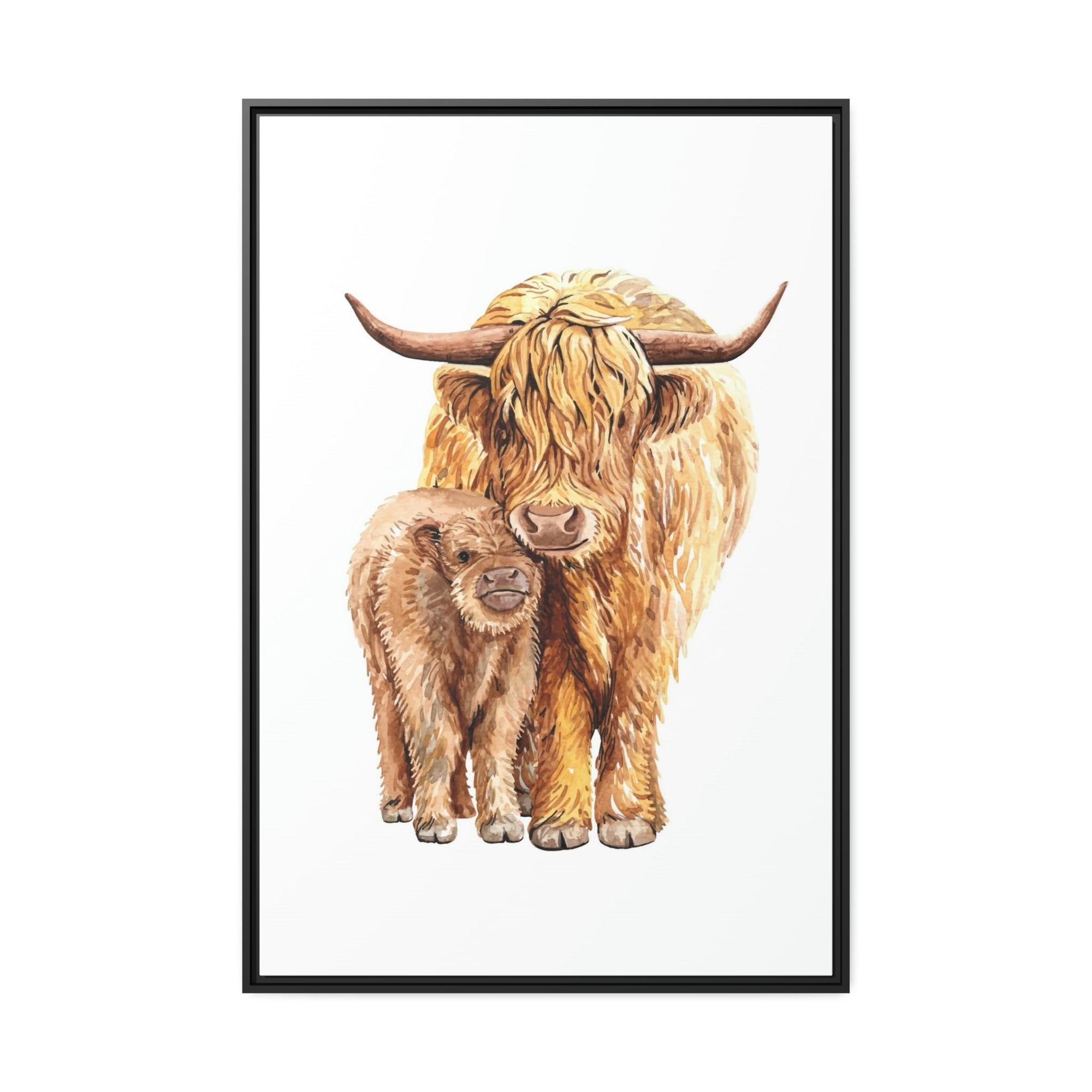 undefined Maternal Love: Heartwarming Wall Art Depicting a Cow Mother and Calf