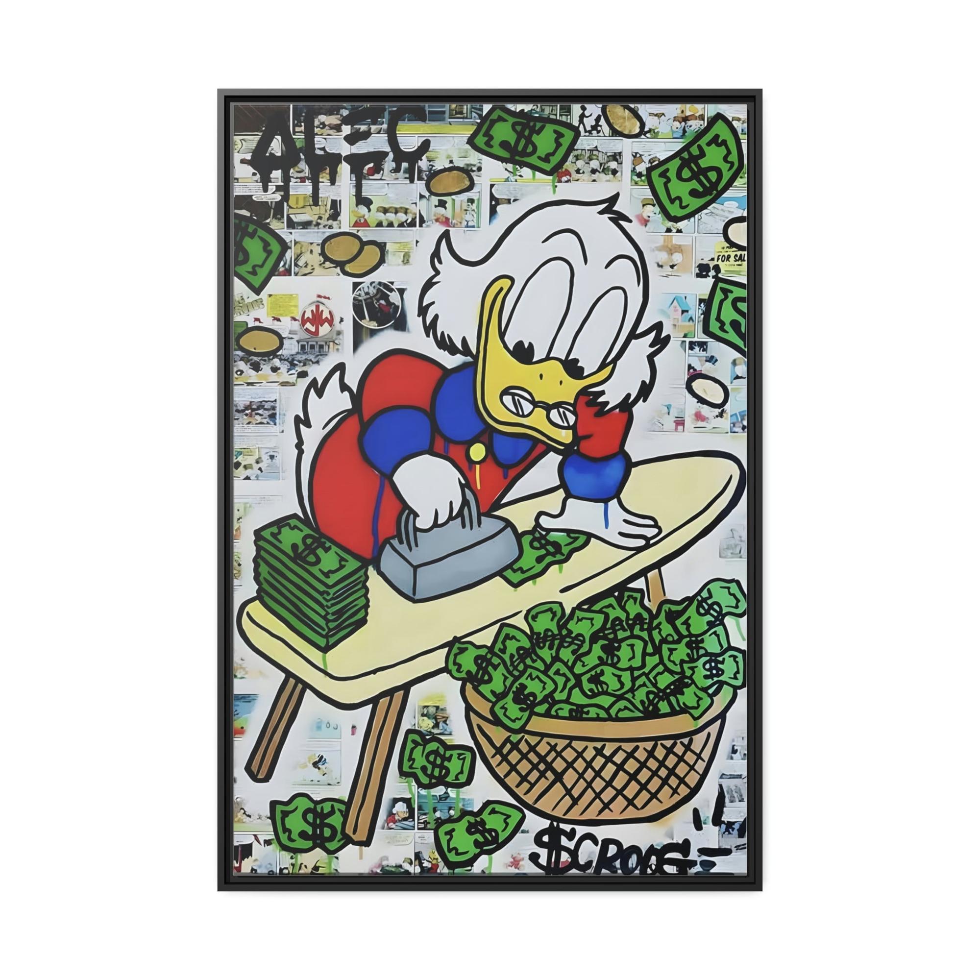 Monopoly & Motivation The Money Duck: Wall Art Prints of a Duck in Alec Monopoly's Iconic Money-Themed Graffiti Style on Framed Canvas