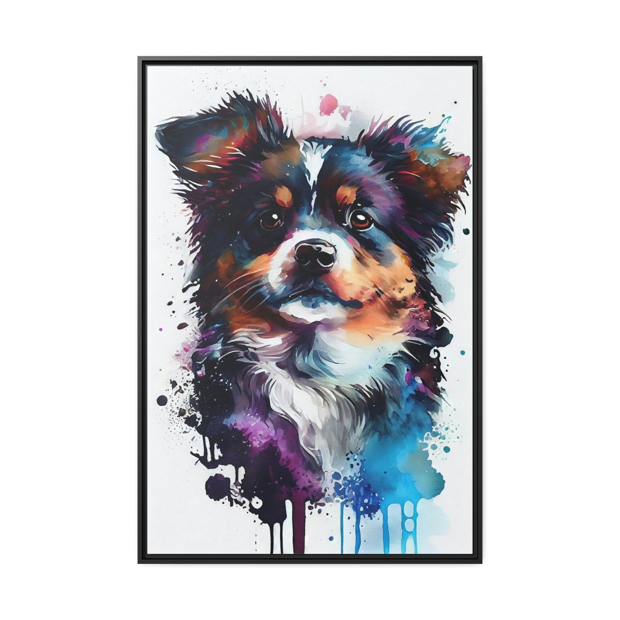 Dogs Dog's Life: Framed Poster of a Happy Pup on Canvas