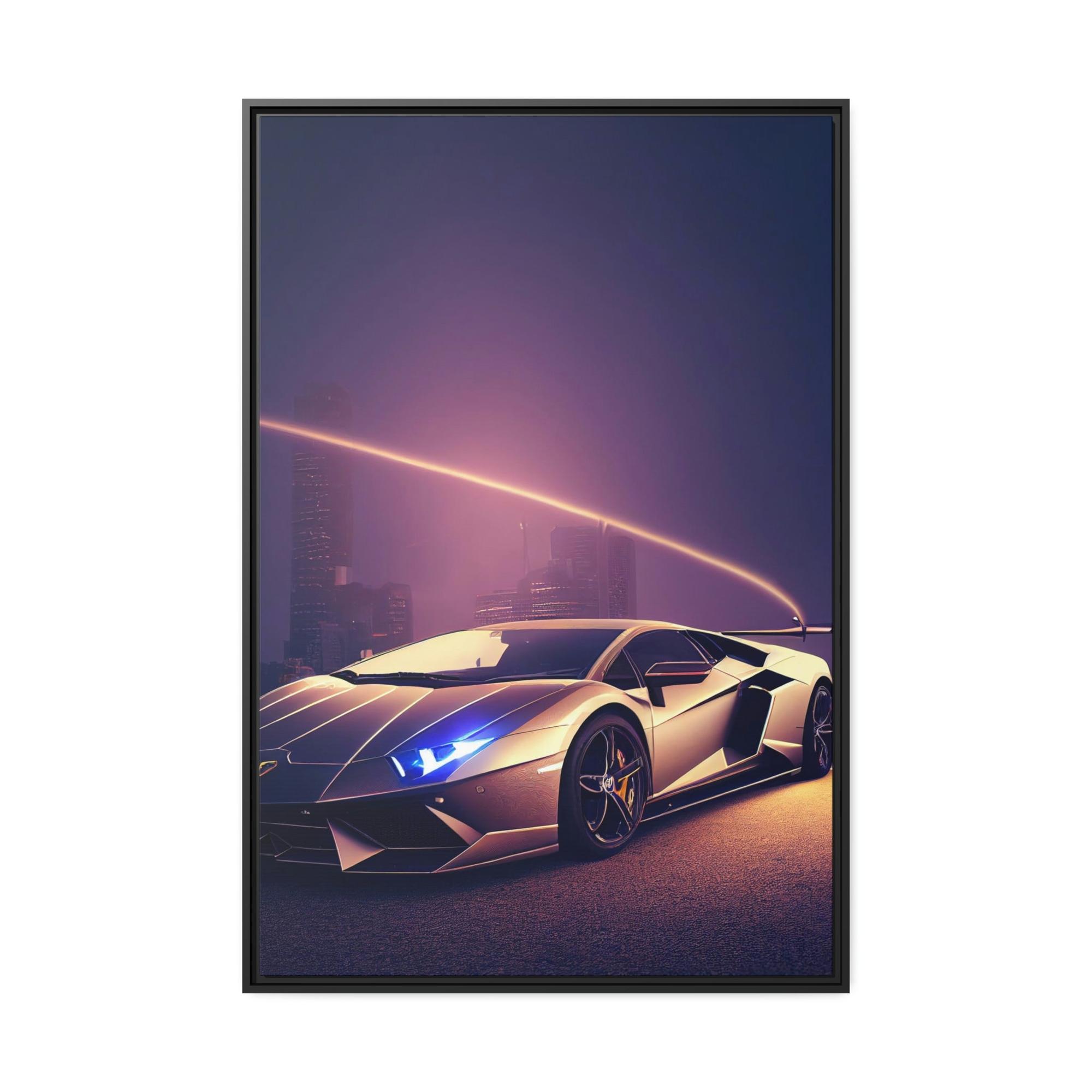Lamborghini Sleek Supercar Beauty: Framed Canvas & Poster Print of a Lamborghini