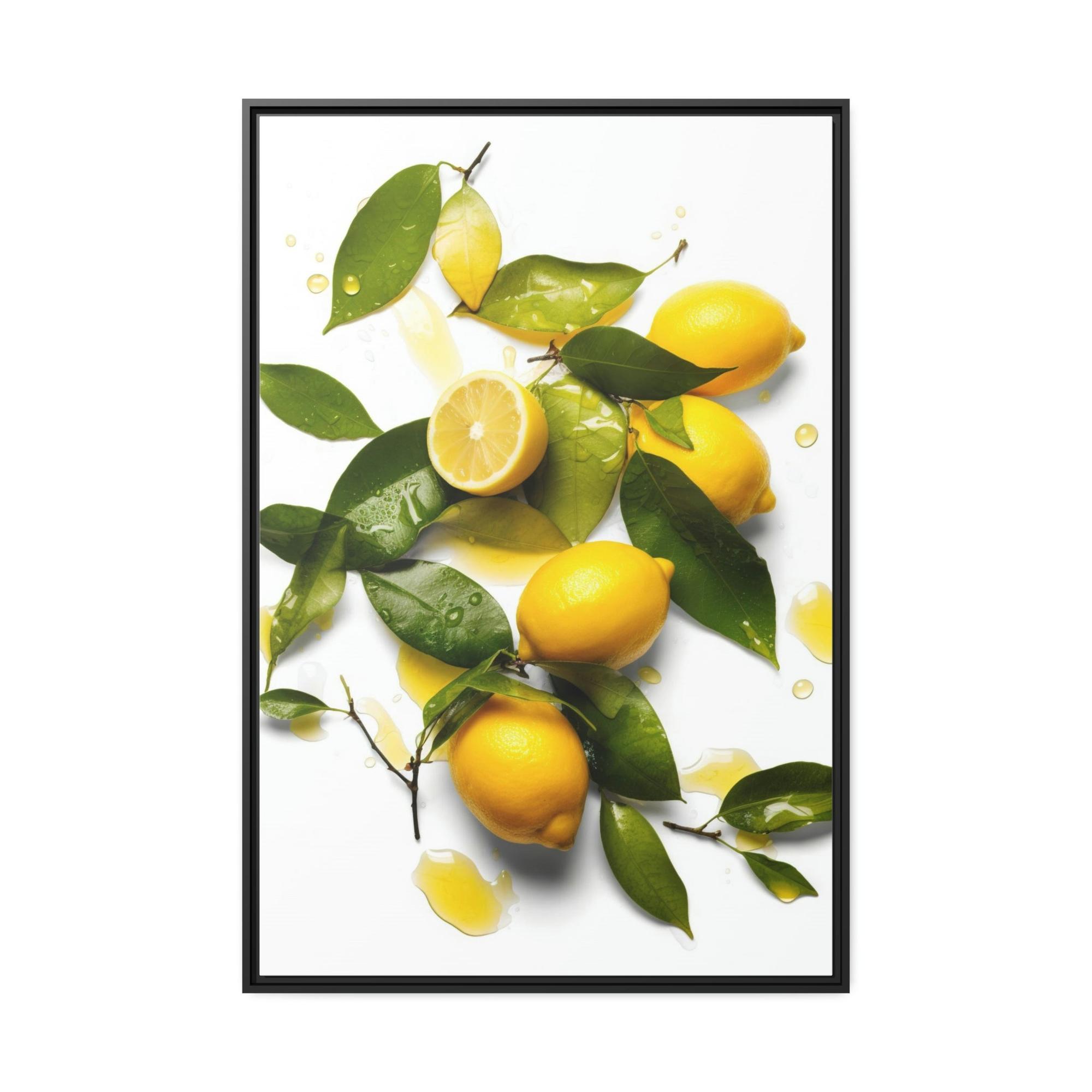 Yellow Beautiful Canvas Art Prints of Yellow Lemons on Framed Canvas