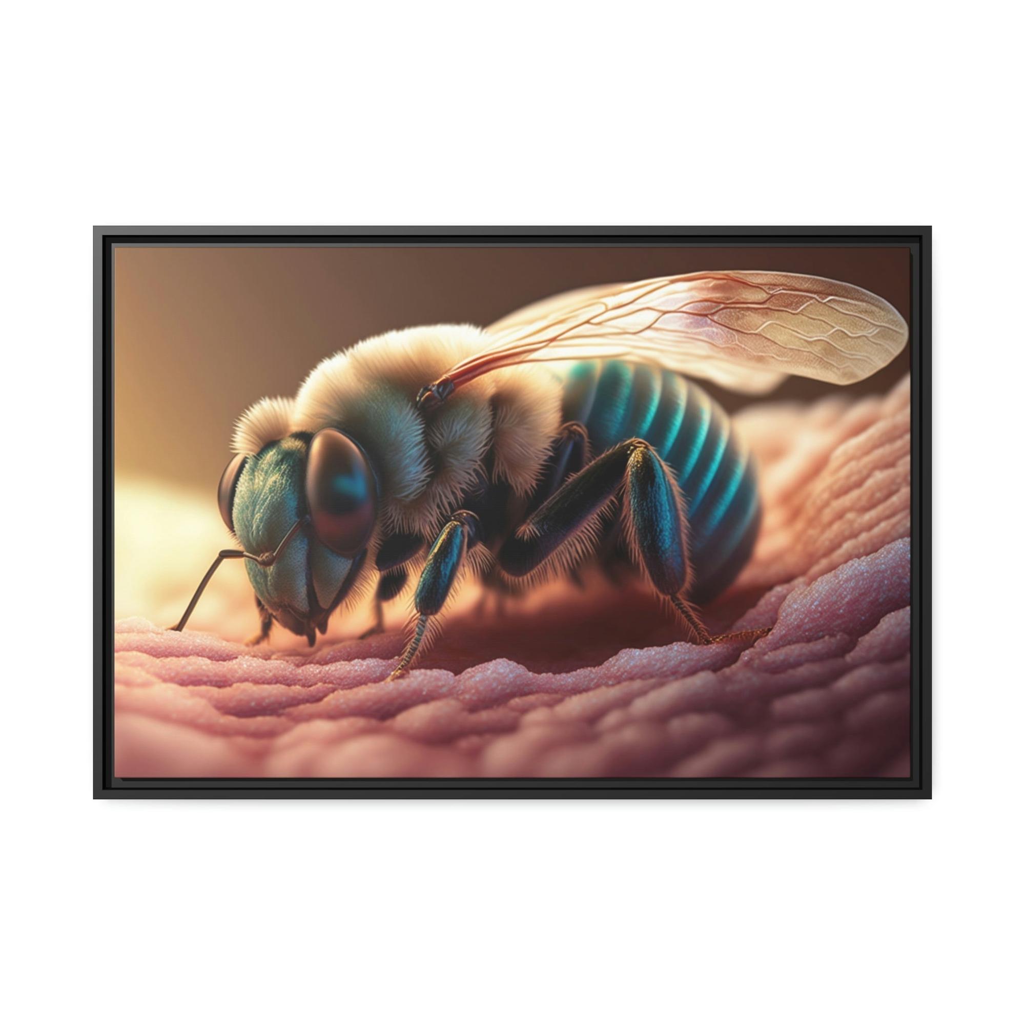 Bees The Art of Pollination: A Print on Canvas & Poster of a Bee and a Flower in Harmony