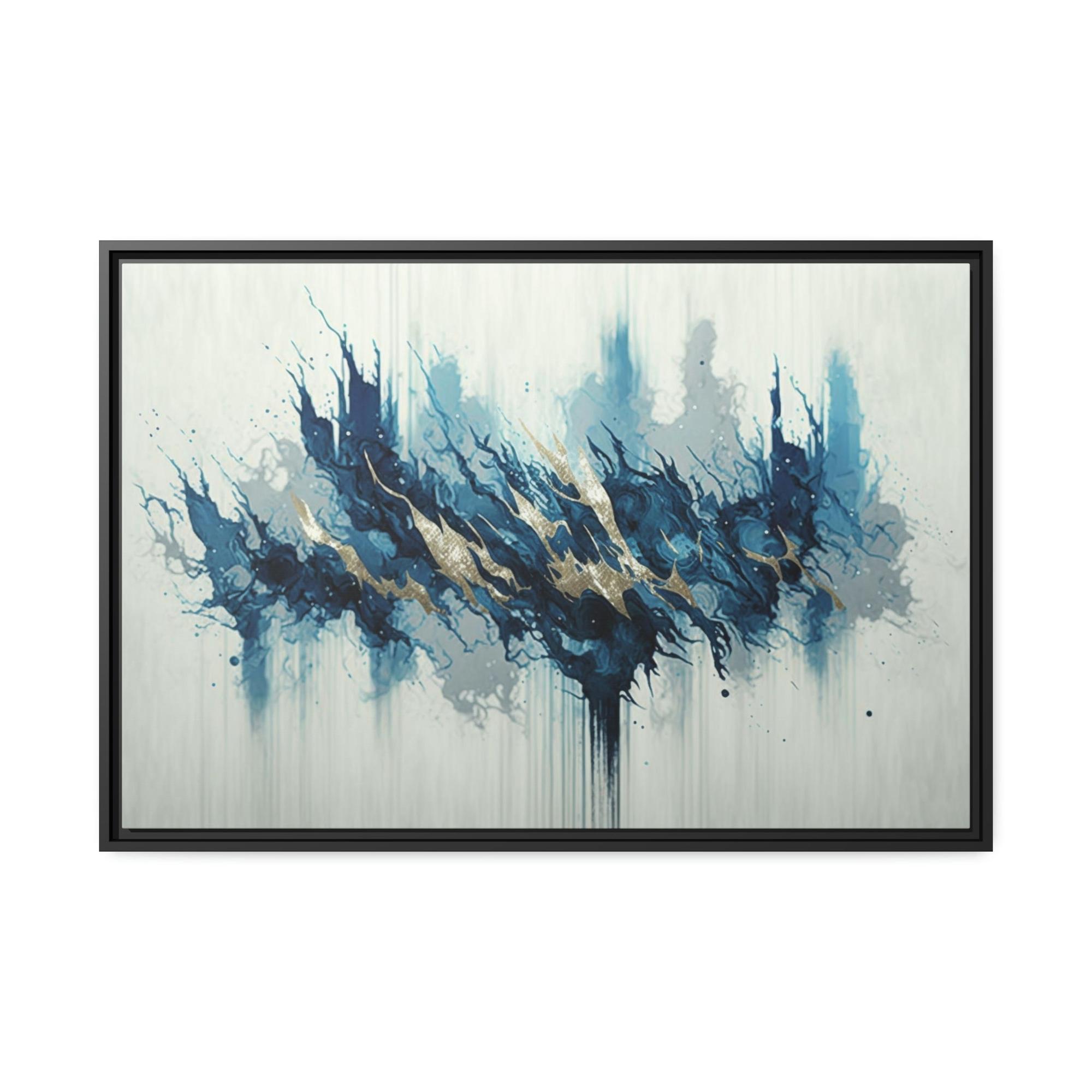 undefined Oceanic Depths: A Framed Canvas & Poster Print of Blue Abstract Art