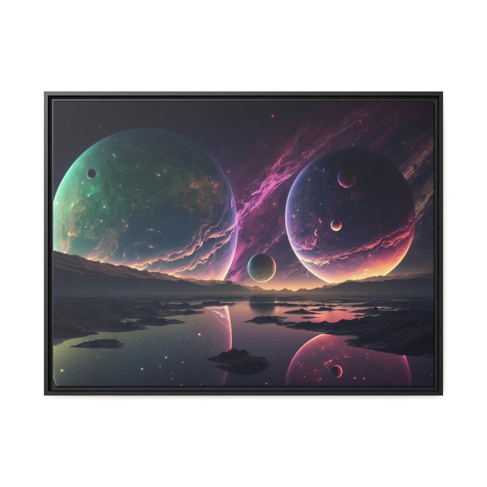 Planets Planetary Fusion: Natural Canvas Wall Art of a Colorful Planetary Collision