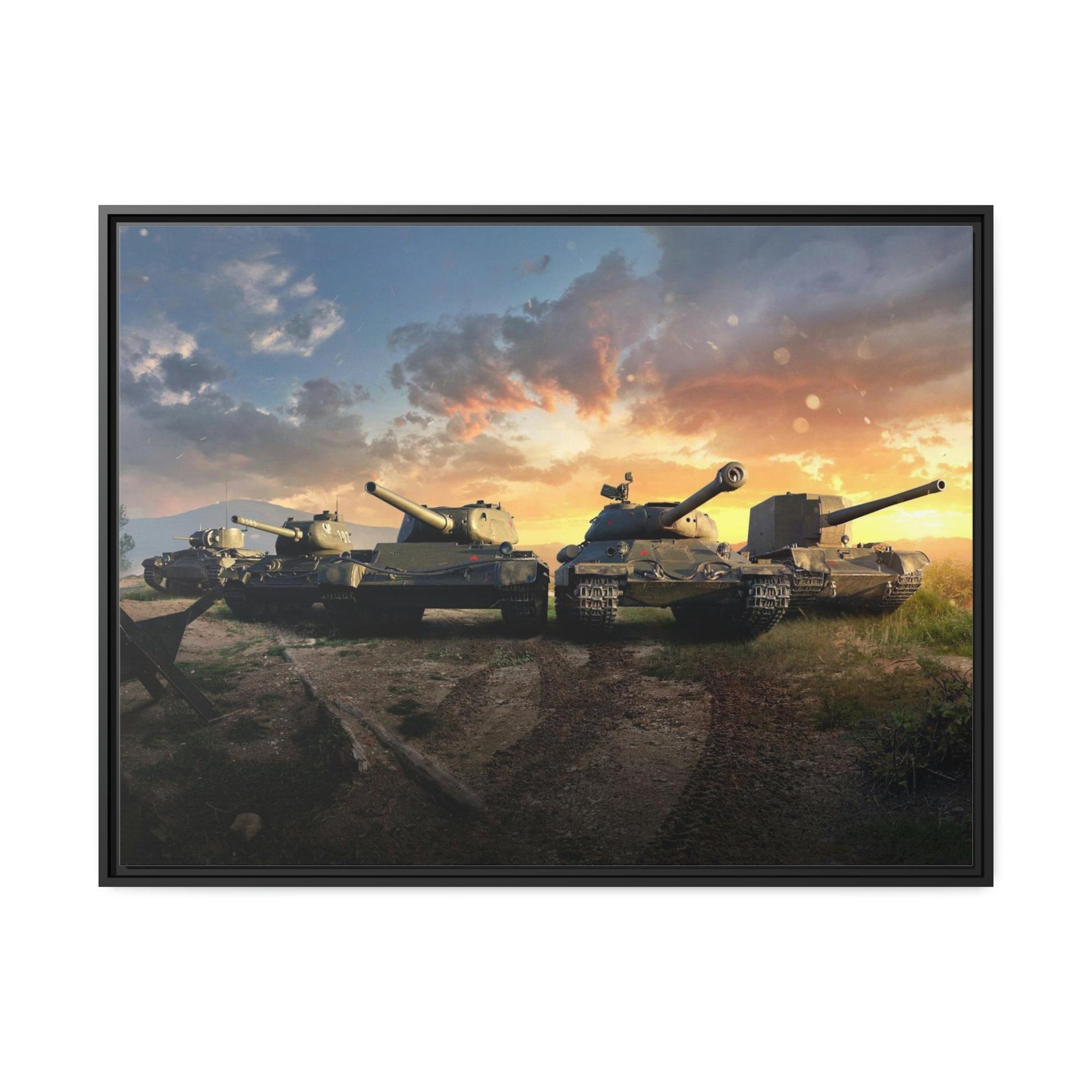 World Of Tanks The Essence of Battle: Dynamic World of Tanks Framed Canvas Wall Art
