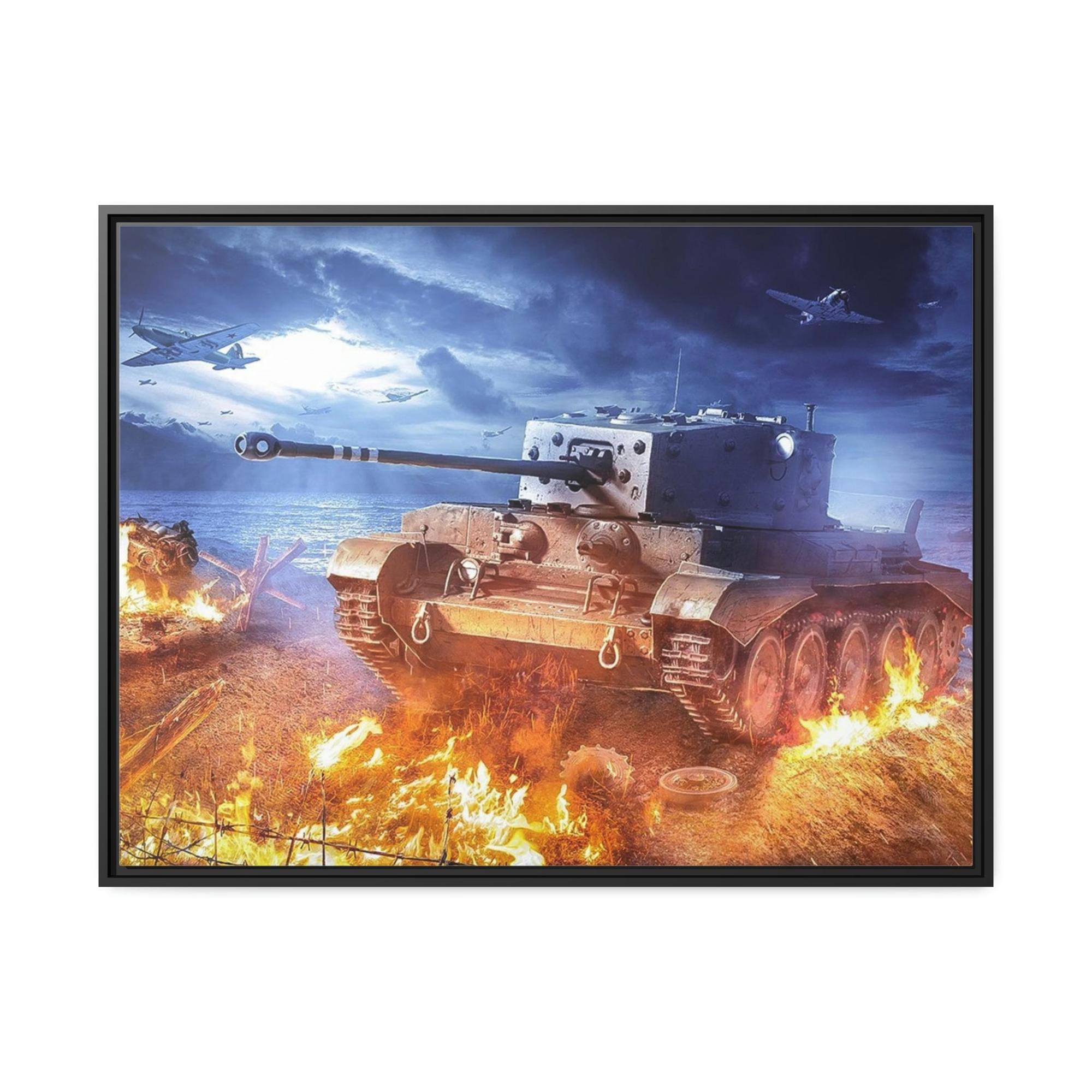 undefined The Battle Unfolds: Dynamic World of Tanks Framed Canvas & Poster Wall Art