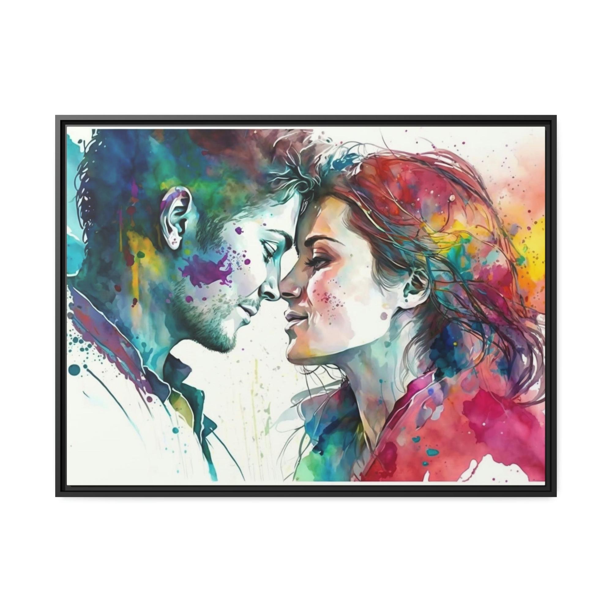 Love Eternal Embrace: Natural Canvas Wall Art of Two Lovers