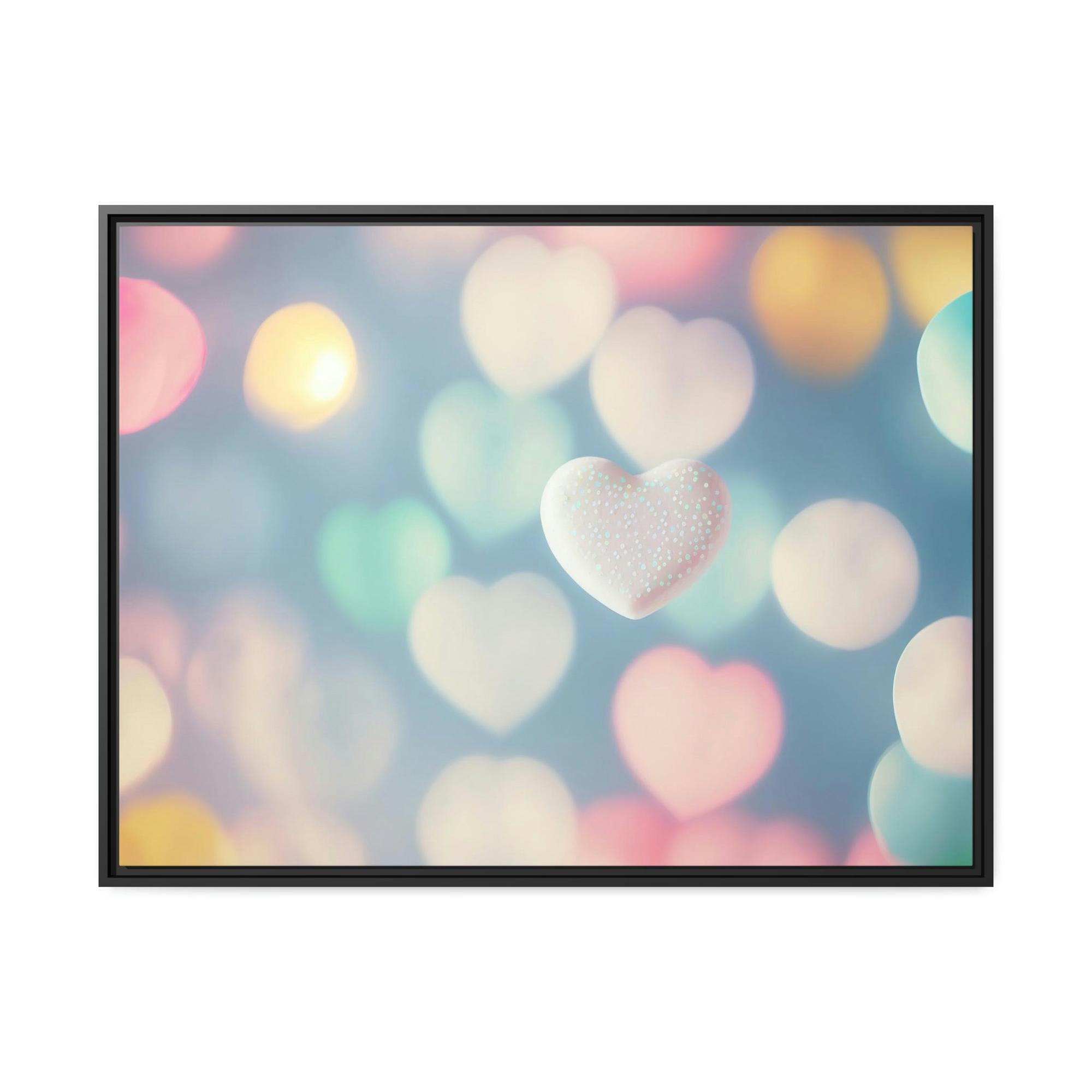 Love Love in Color: Canvas Print of a Vibrant Hearts on Framed Canvas