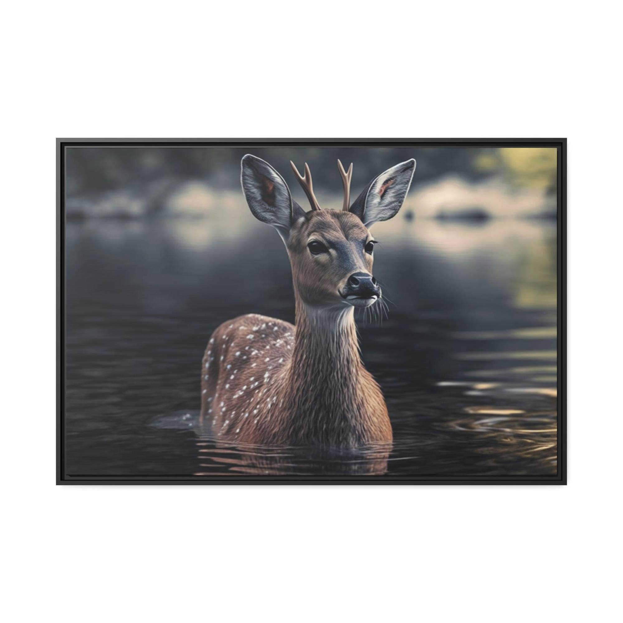 undefined Deer Reflection: A Canvas Tranquil Haven