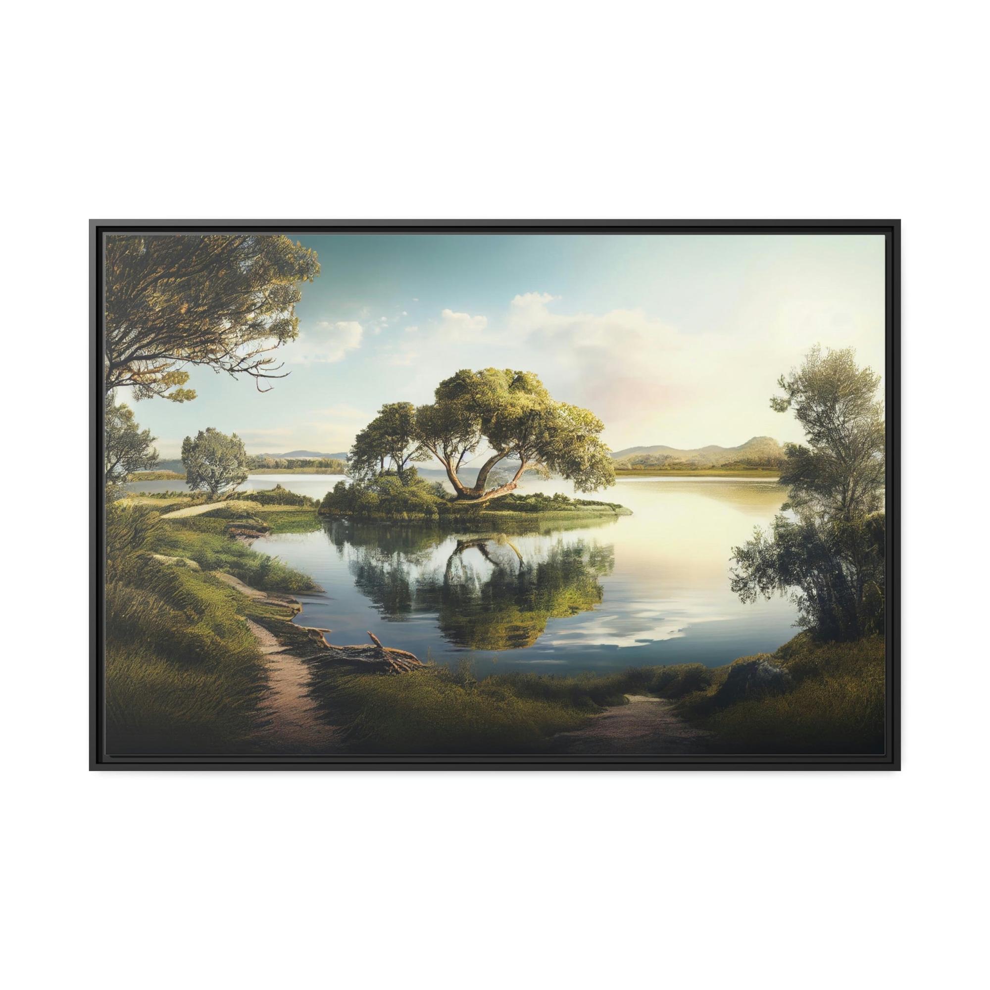 Lakes And Rivers Lakeside Beauty: Print on Canvas of a Gorgeous Lake View