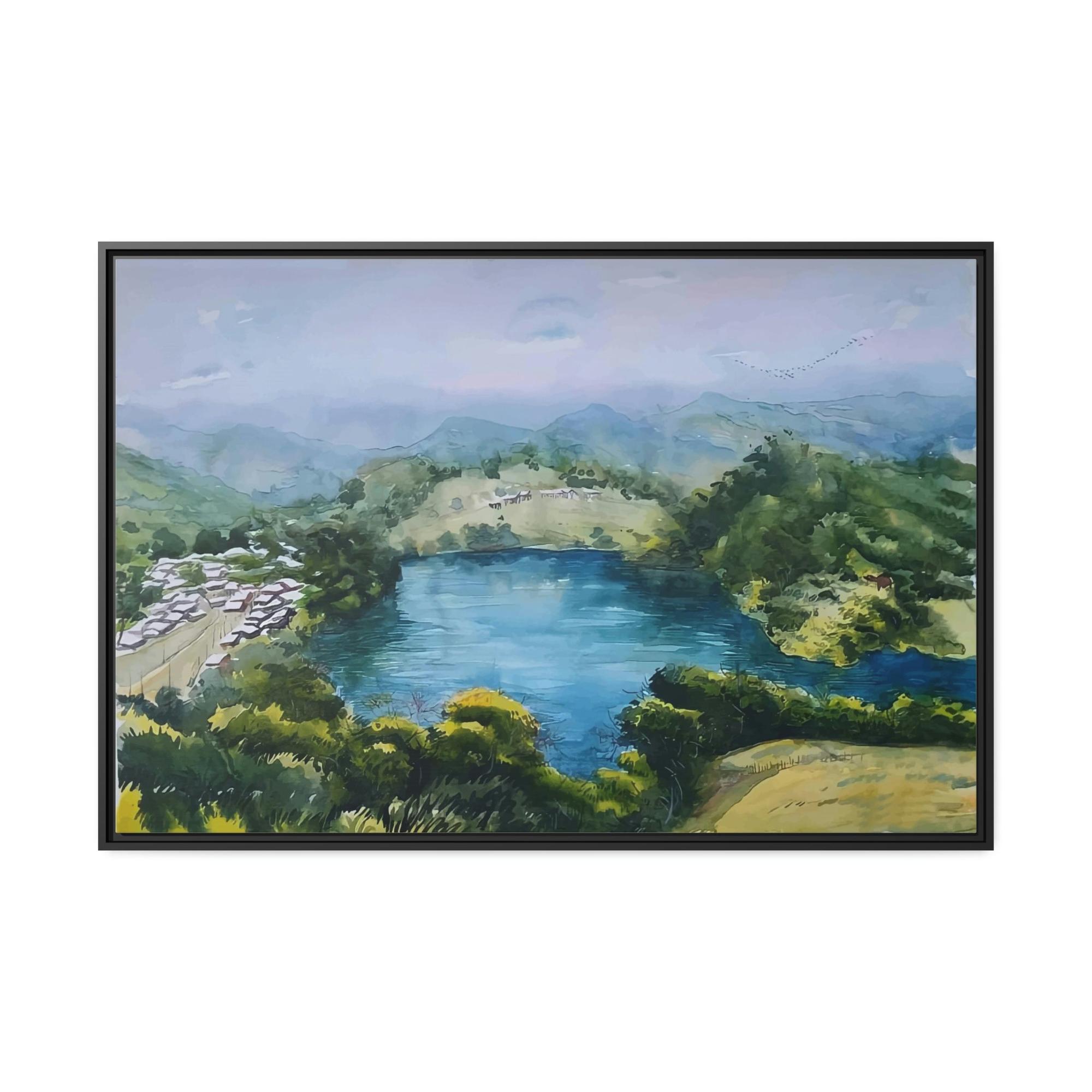 Lakes And Rivers Lakeside Serenity: Natural Canvas Wall Art of a Peaceful Lake View