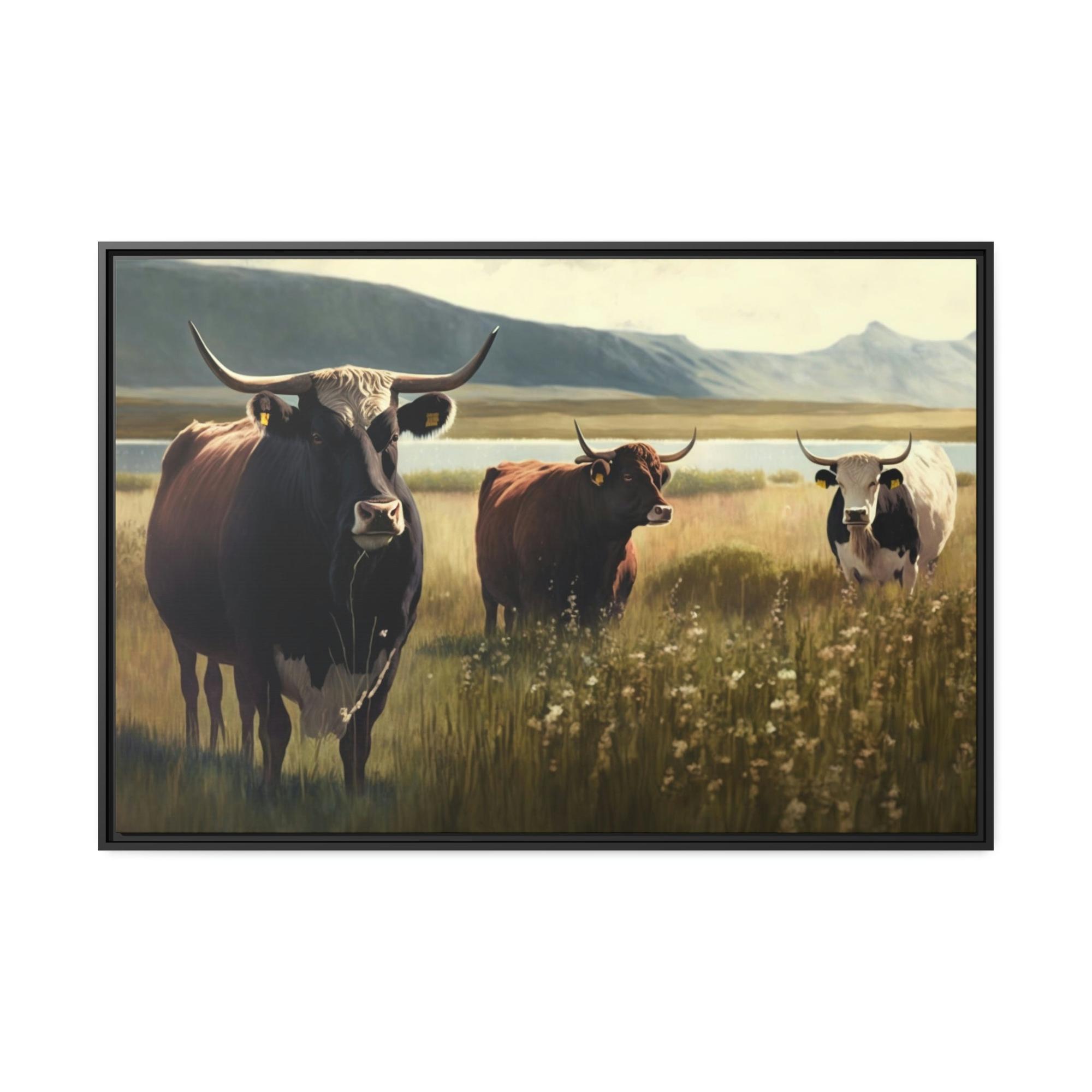 Cows Fields of Bovine Wonder: A Painting of Cows on Canvas