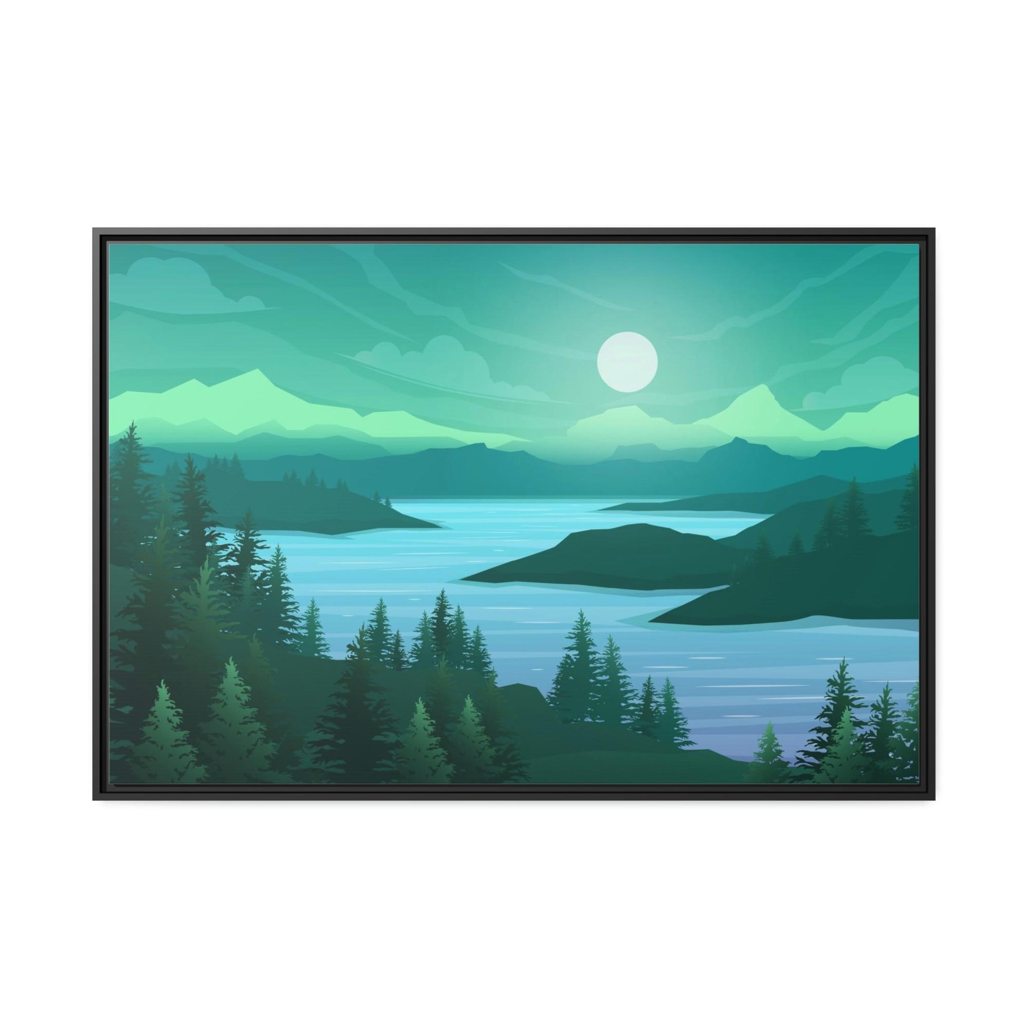 undefined Calming Waters: Framed Poster of a Relaxing Lake on Canvas