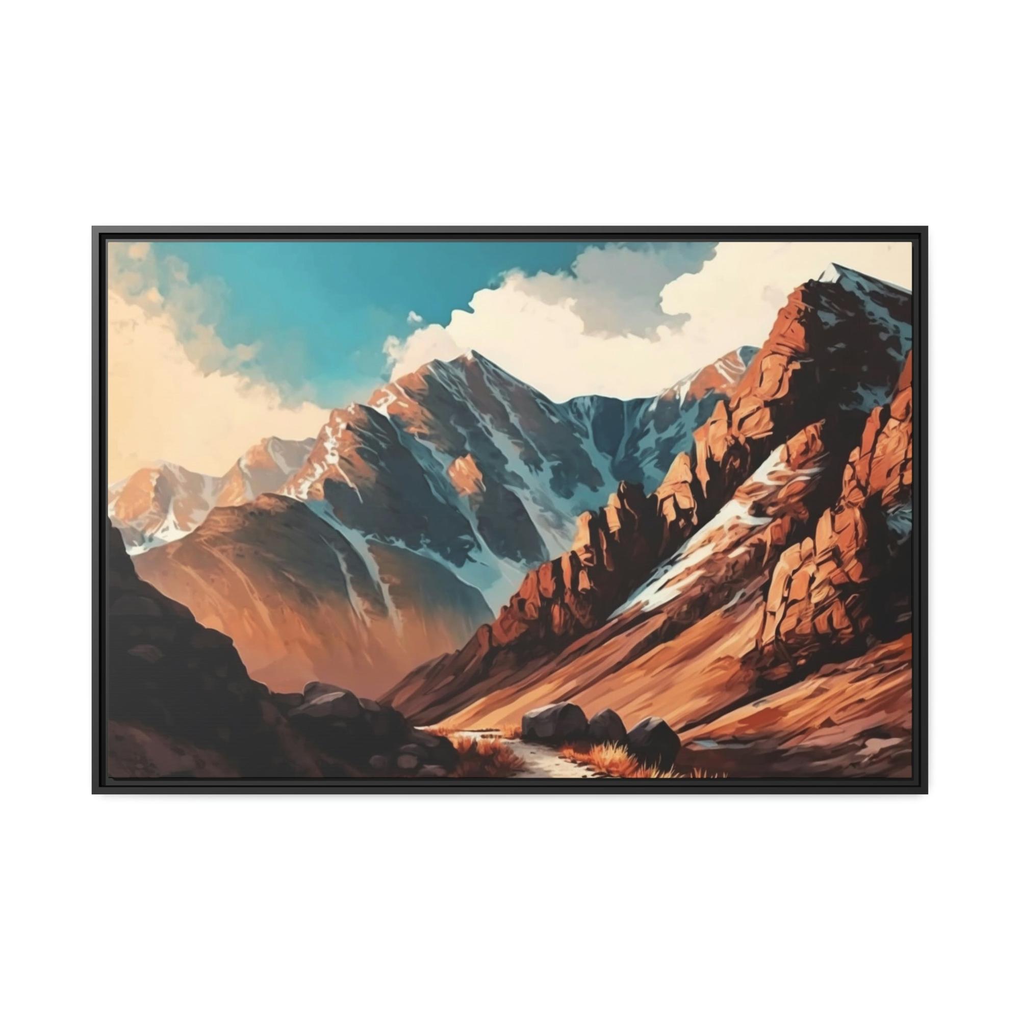 Mountains Ascending to New Heights: A Mountainous Landscape on Canvas
