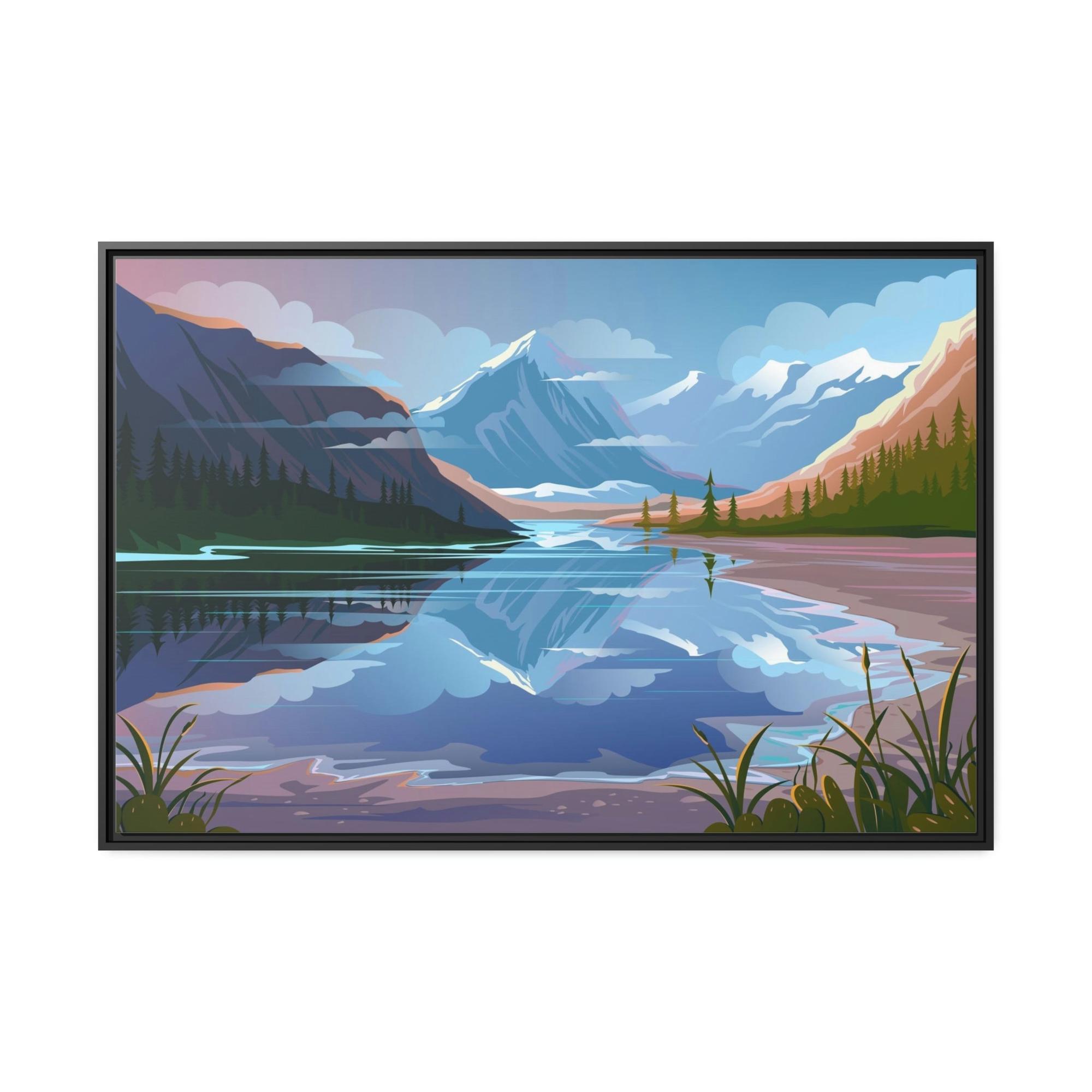 undefined Reflections of Serenity: Natural Canvas Wall Art of Tranquil Lakes and Rivers