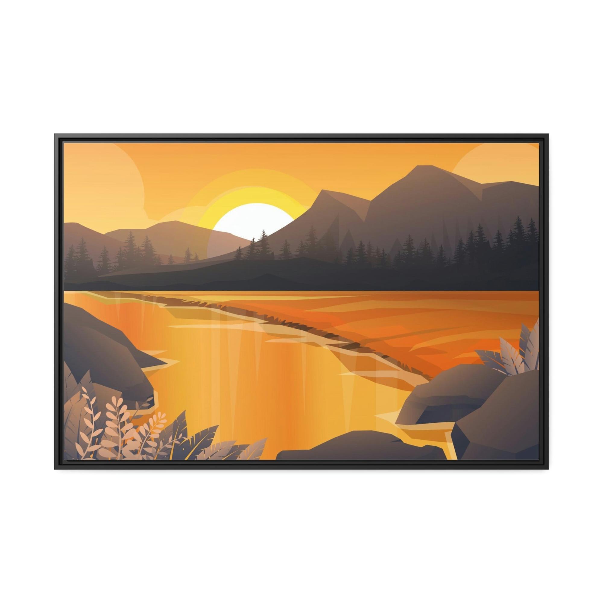 Lakes And Rivers Riverfront Escape: Print on Canvas of a Serene River Landscape