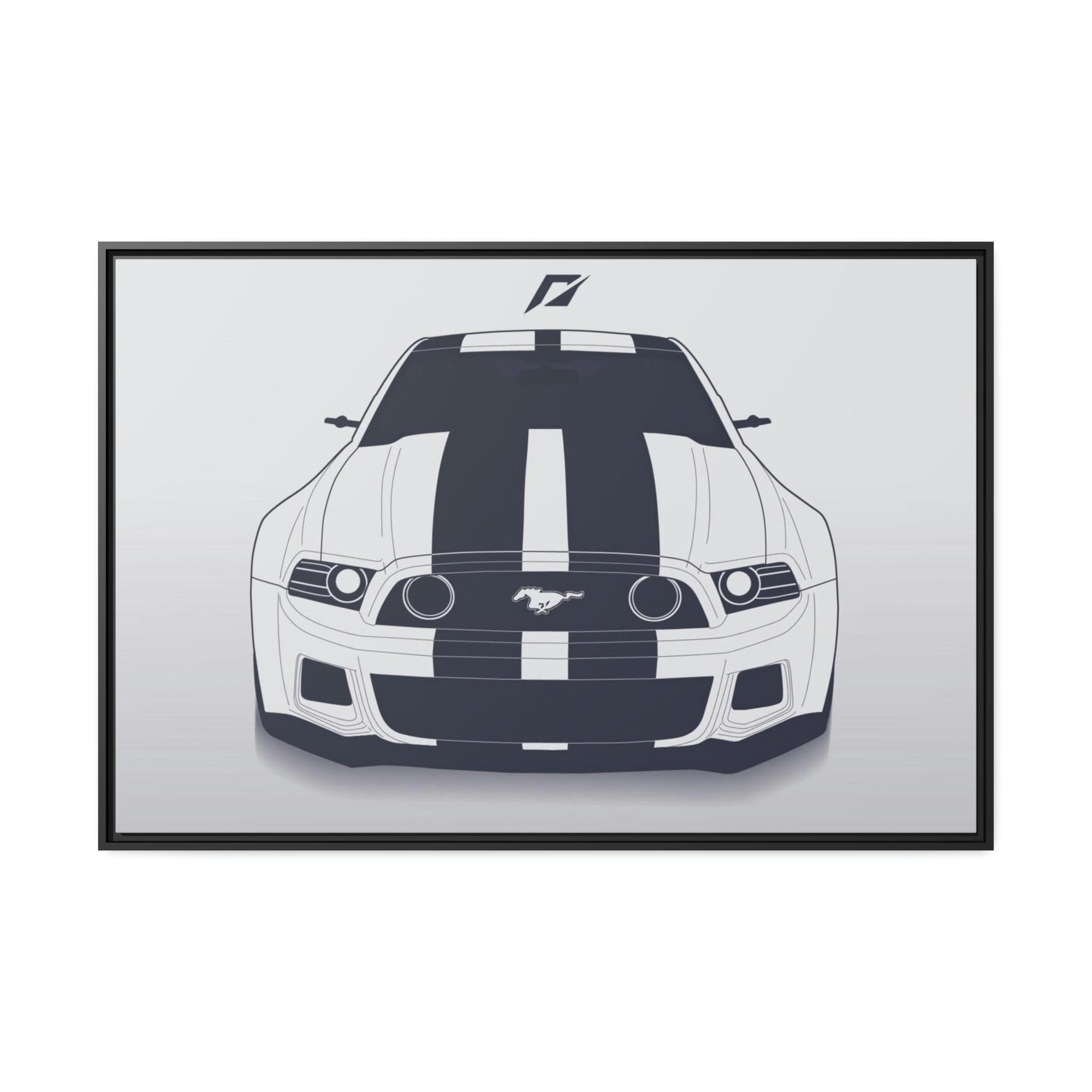 undefined The Art of Speed: Framed Canvas Poster Featuring a Mustang Sports Car