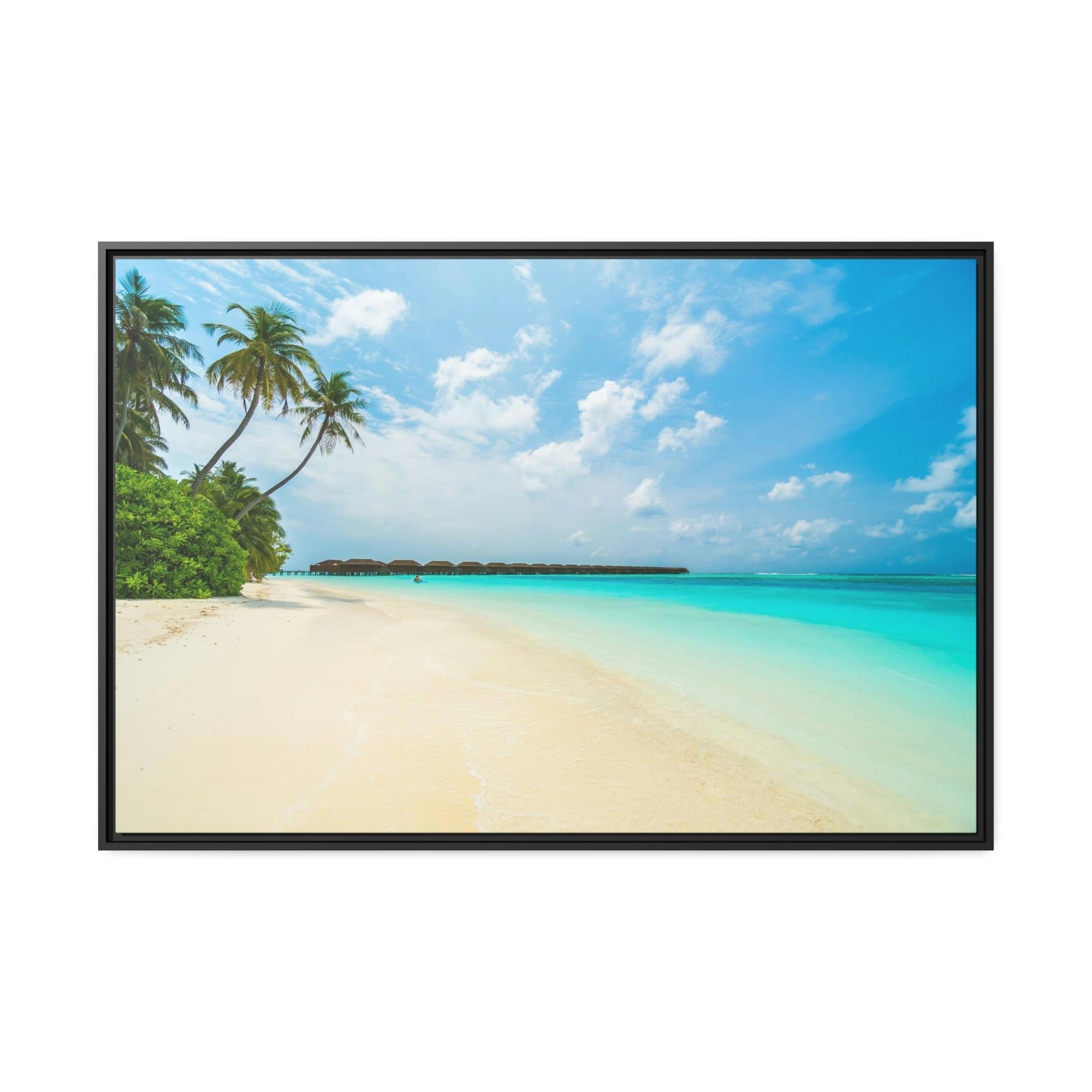 Island Beach Tropical Paradise: Art Print of a Lush Island Beach on a Natural Canvas & Poster