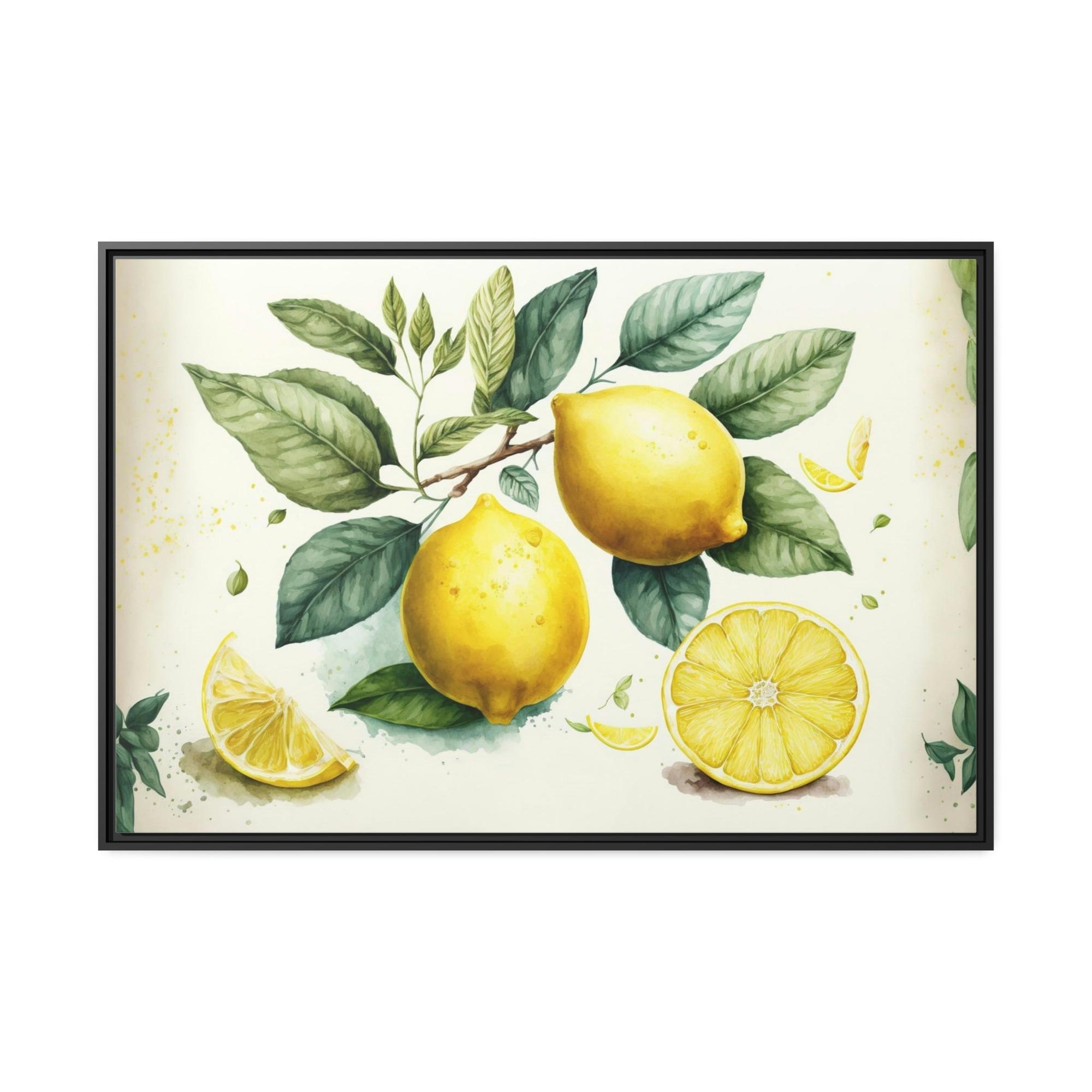 Yellow Elegant and Beautiful Canvas Art Prints and Framed Posters Featuring a Yellow Lemon Design