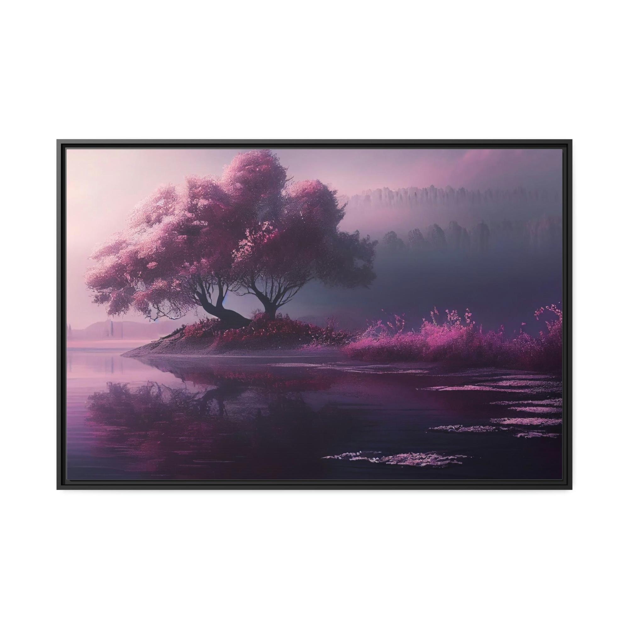 undefined Tranquility in Blue: Framed Poster of a Peaceful Lake on Canvas