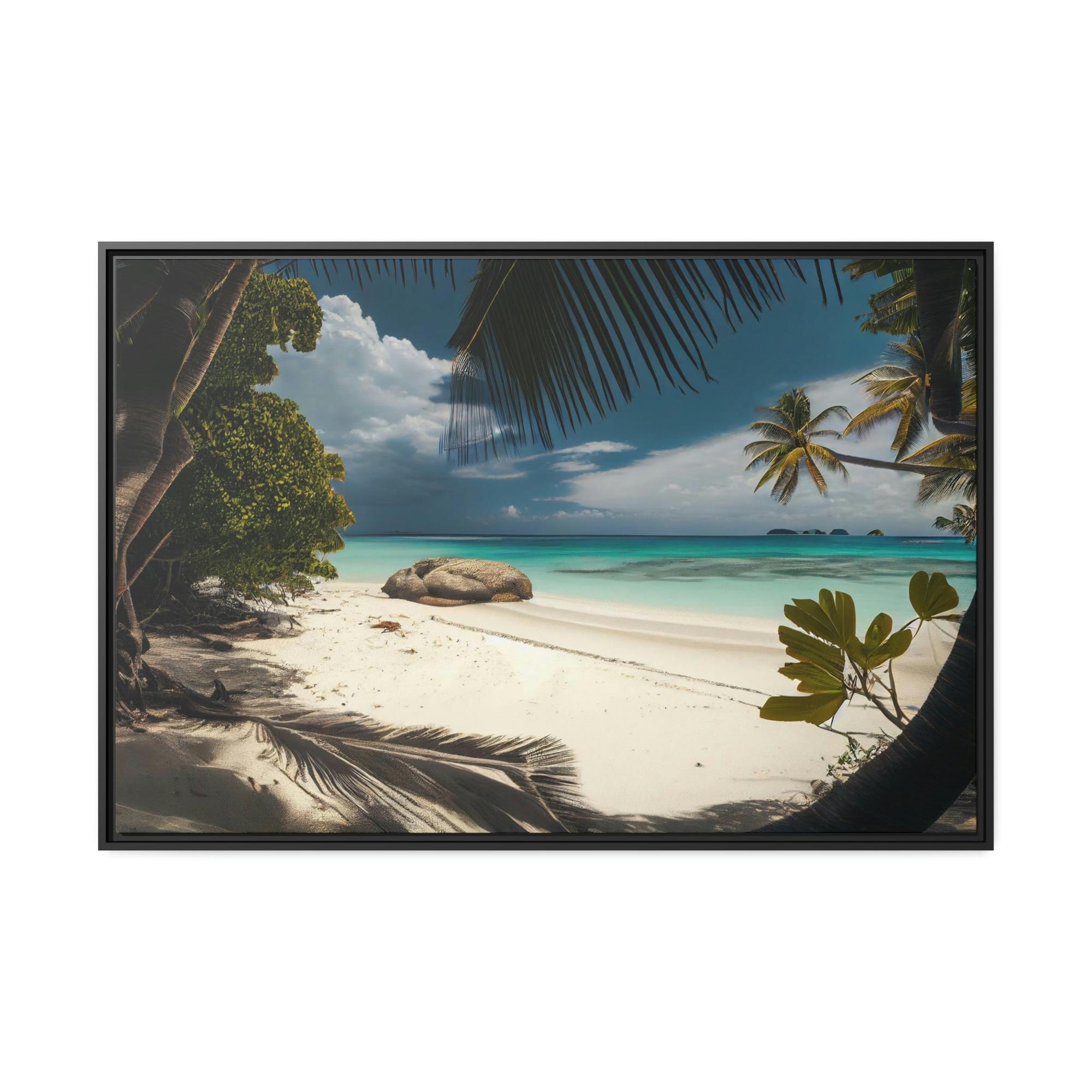 undefined Beach Bliss: Framed Canvas & Poster of a Joyful Island Beach on a Summer Day