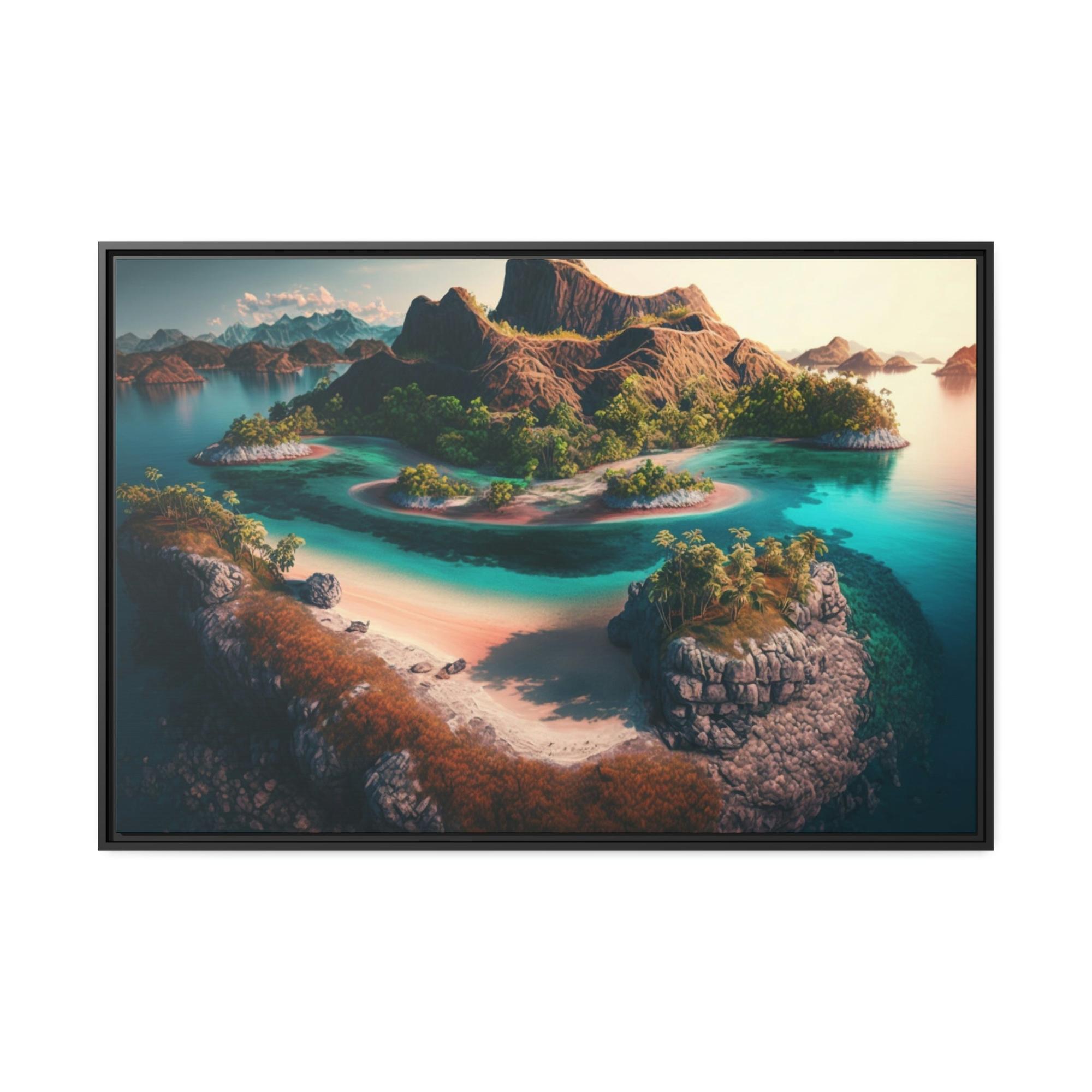 undefined Island Dreams: A Colorful Tropical Scene on Canvas
