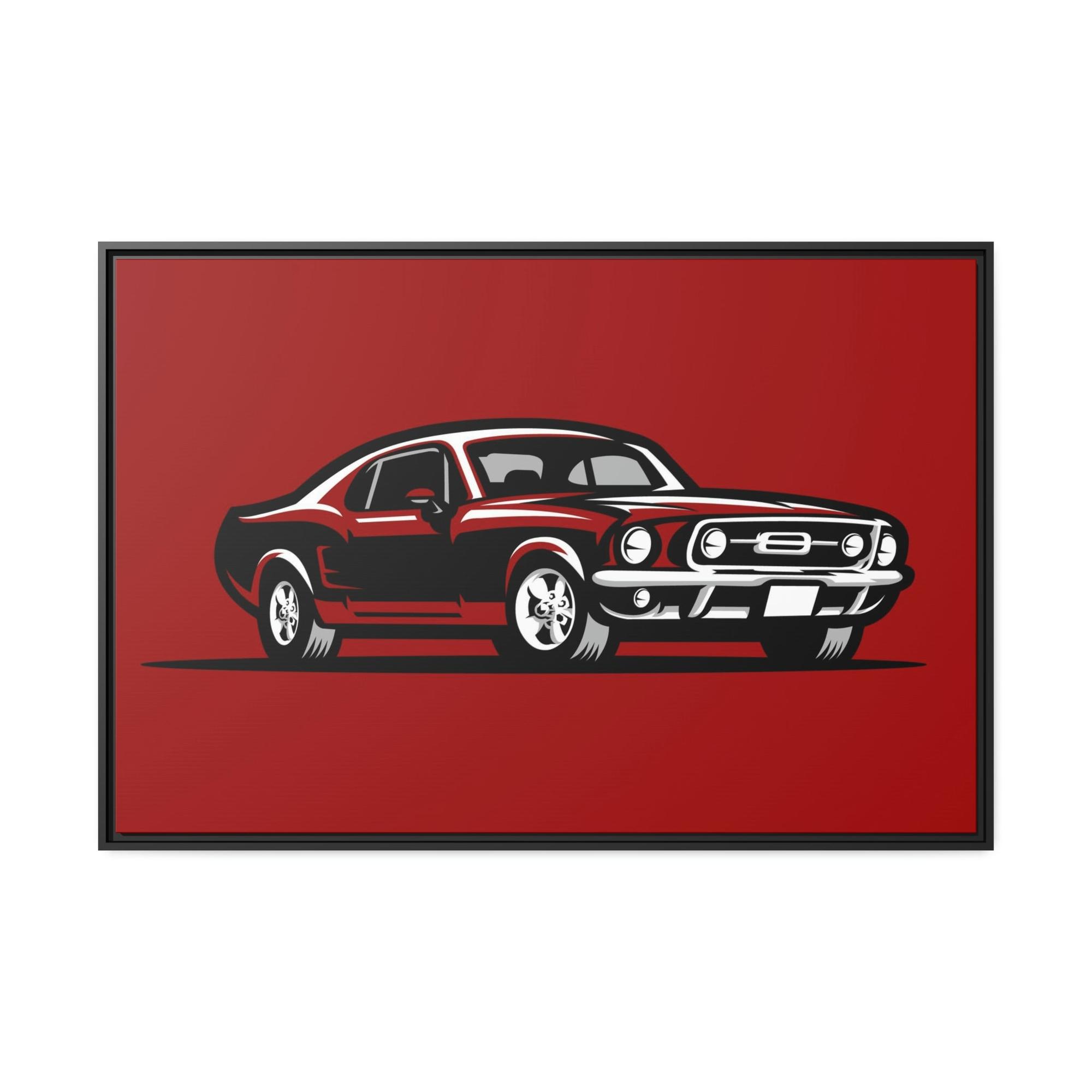 Mustang Racing Passion: Red Mustang Wall Art on Natural Canvas and Framed Canvas