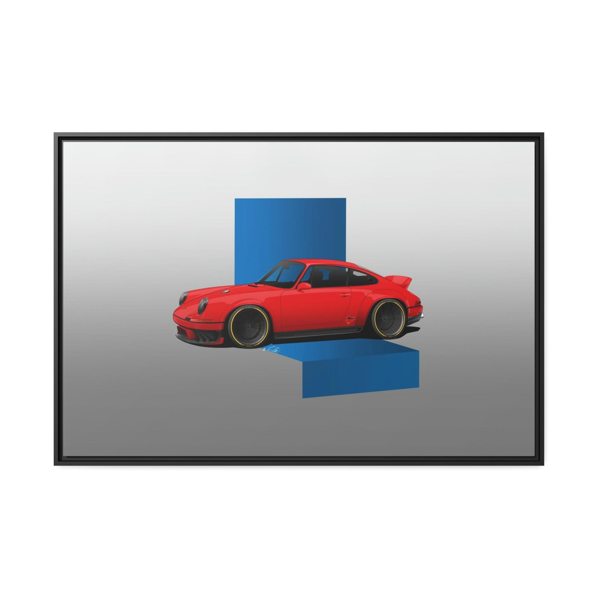 Porsche The Art of Speed: A Framed Canvas Print of a Red Porsche in Action
