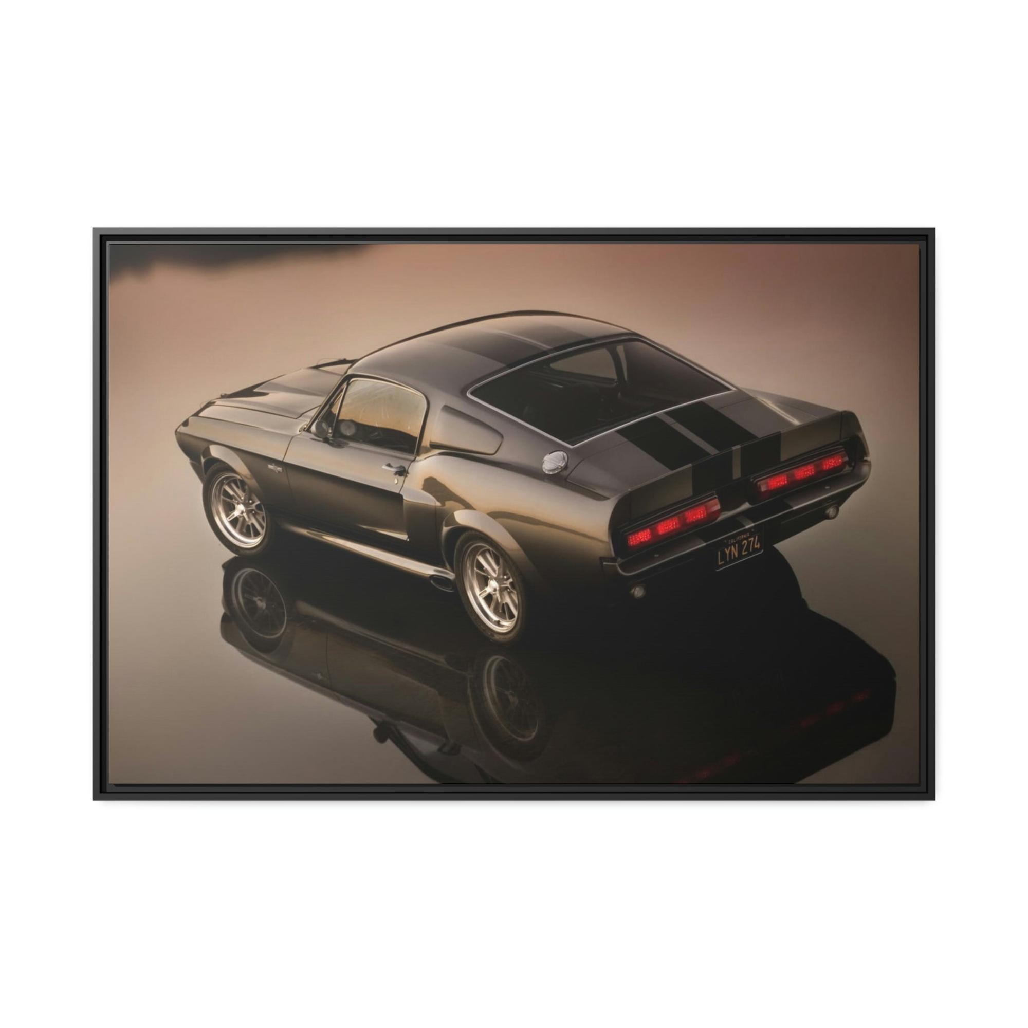 Mustang Masterpiece on Wheels: Framed Canvas Poster of a Mustang Sports Car for Automotive Art Collectors