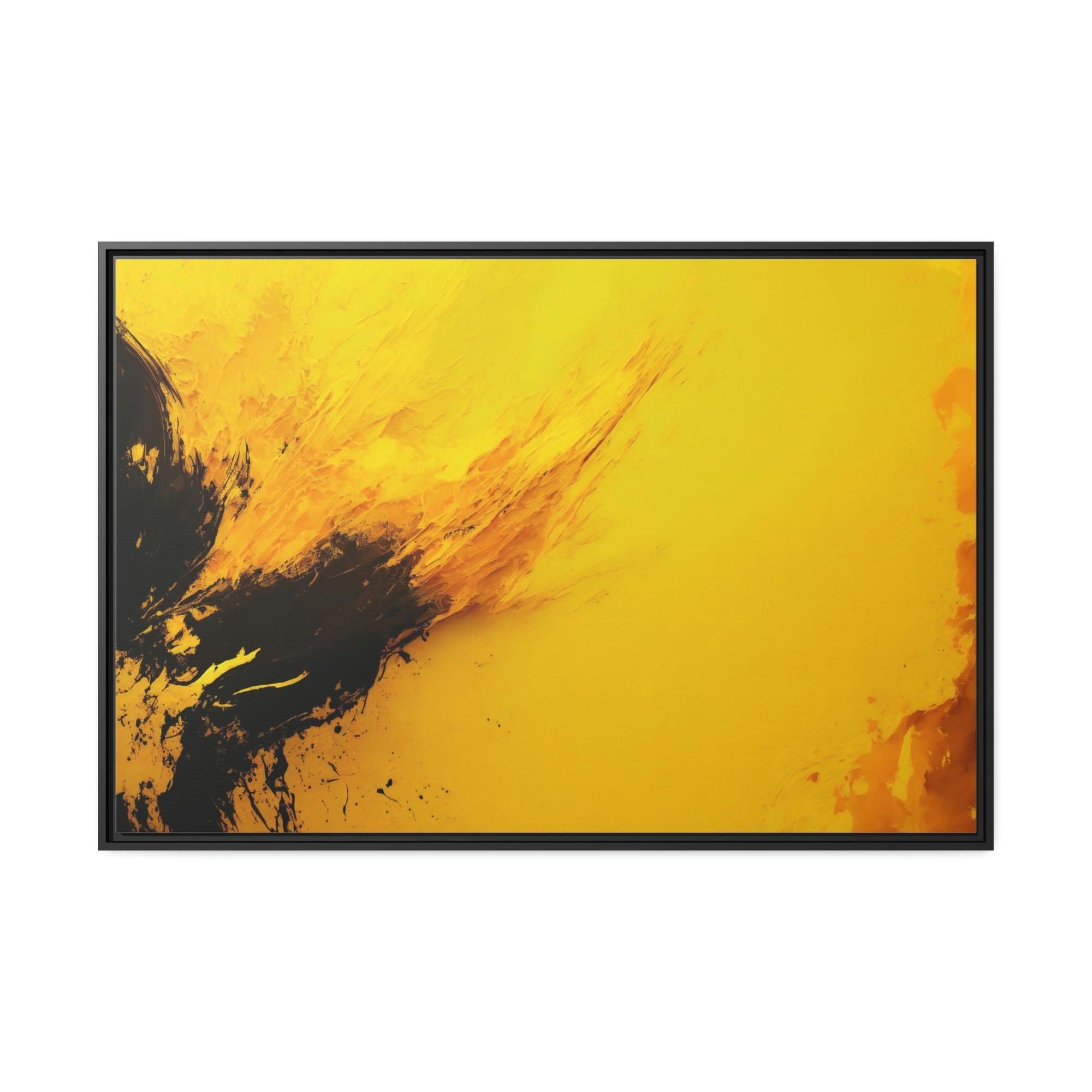 Yellow Sunny Abstraction: Bright and Playful Wall Art Prints Featuring a Yellow Abstract Design on Framed Canvas & Poster