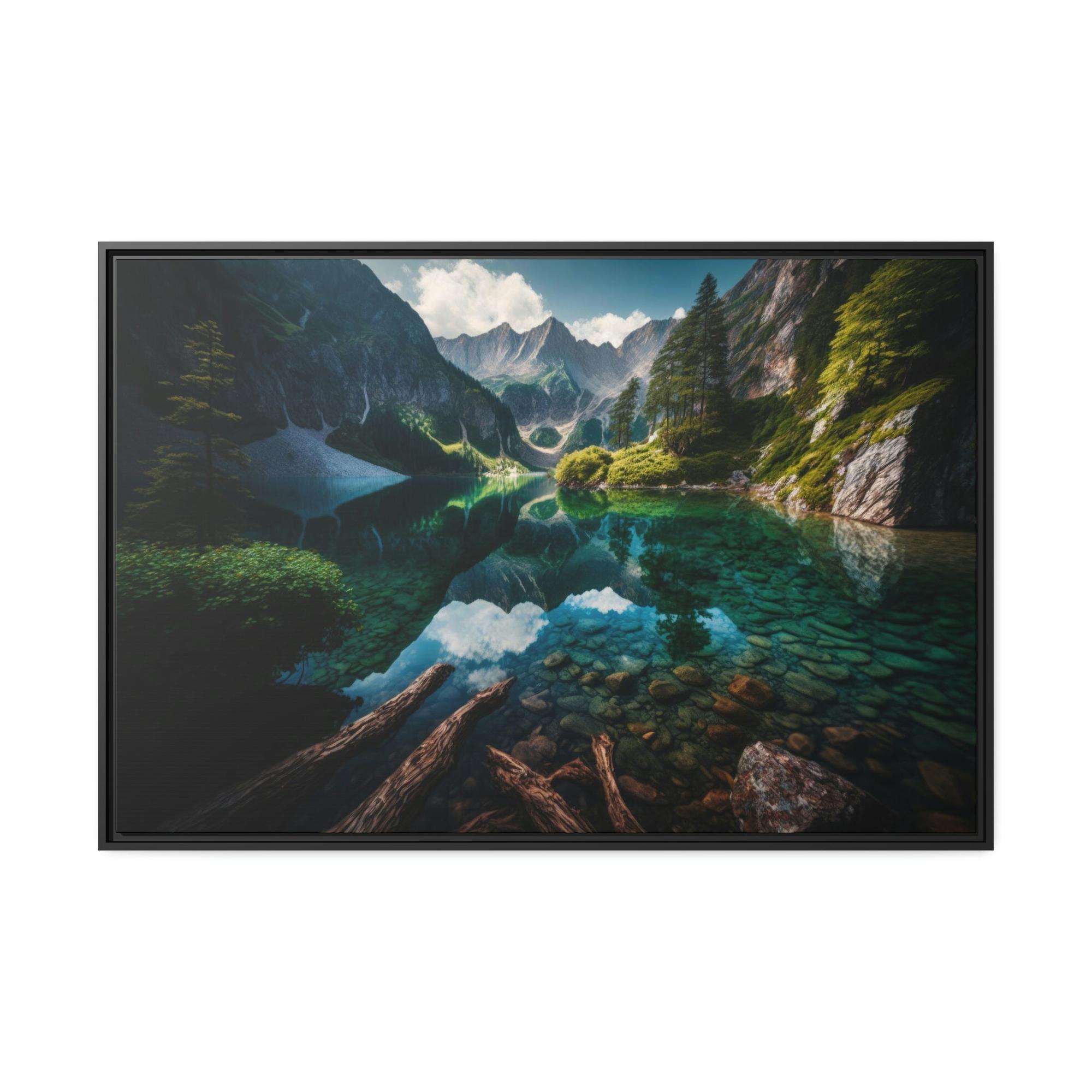Lakes And Rivers Serene Waterscapes: Lakes and Rivers on Natural Canvas and Framed Poster