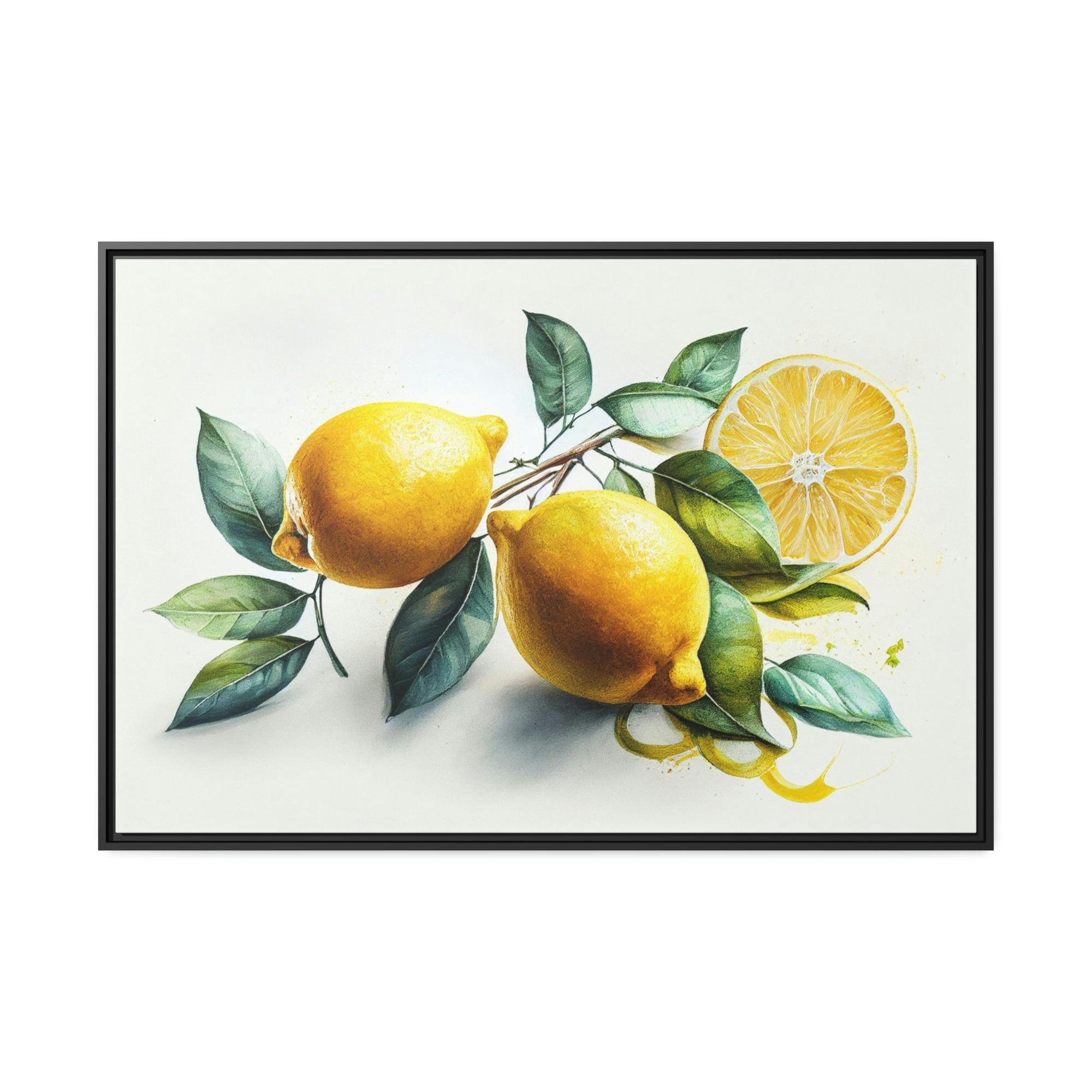undefined Lemon Burst: Bright and Playful Wall Art Prints of Yellow Lemons on Natural Canvas