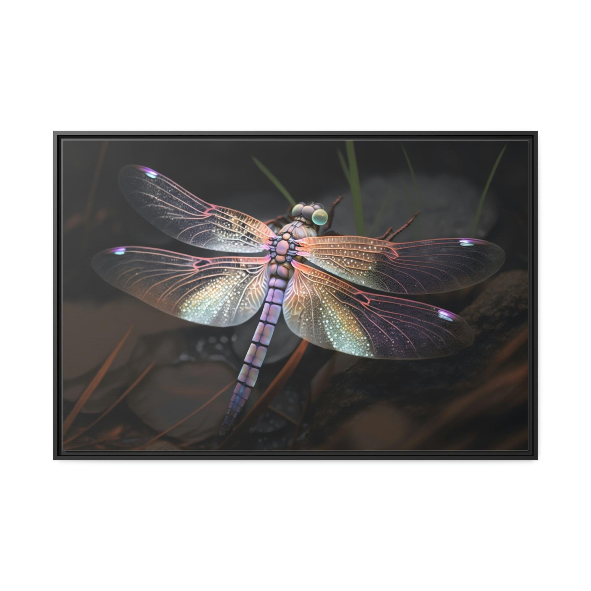 Dragonfly Winged Wonders: A Framed Canvas of Dragonflies in Flight