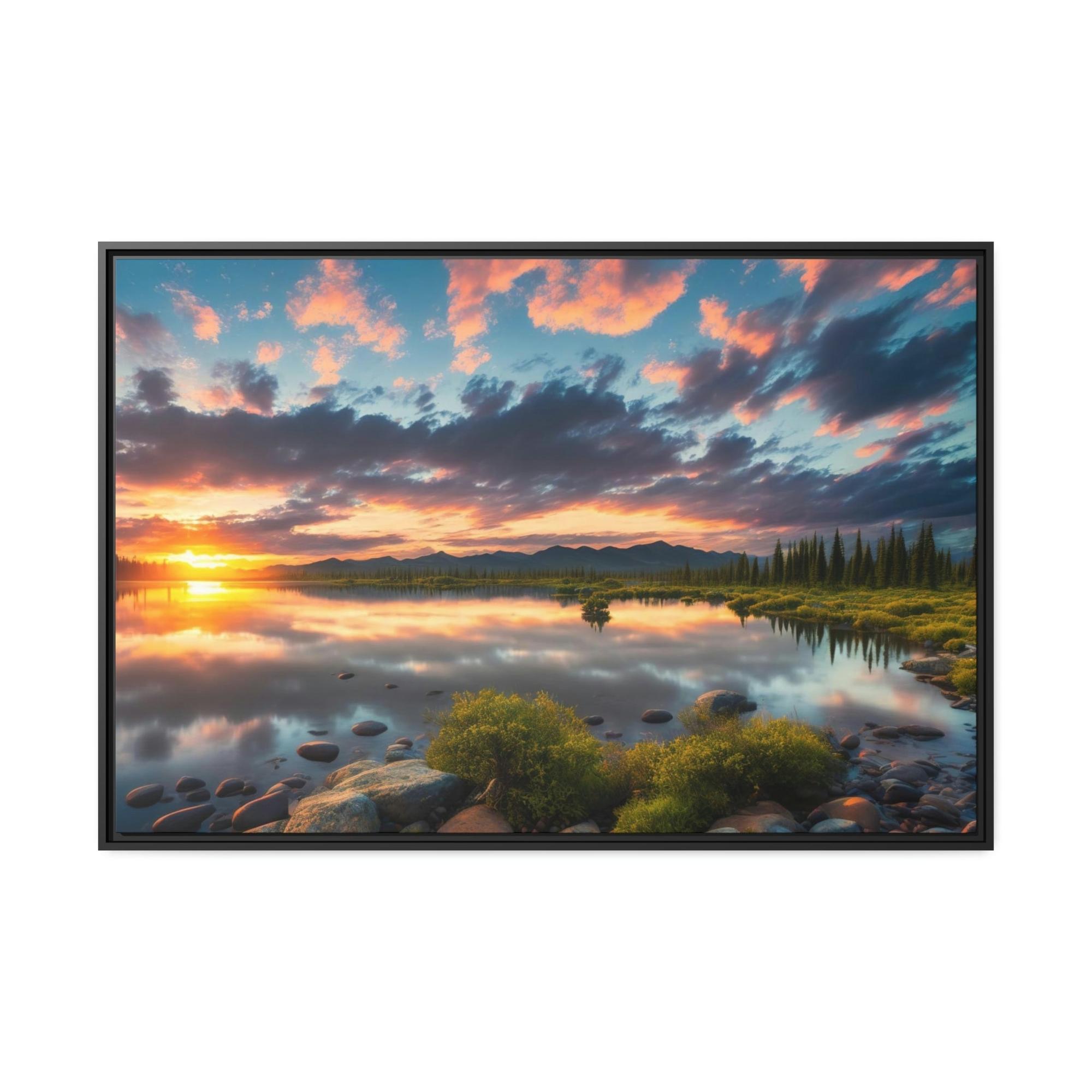 Lakes And Rivers Tranquil Horizons: Lakes and Rivers on Canvas and Framed Poster