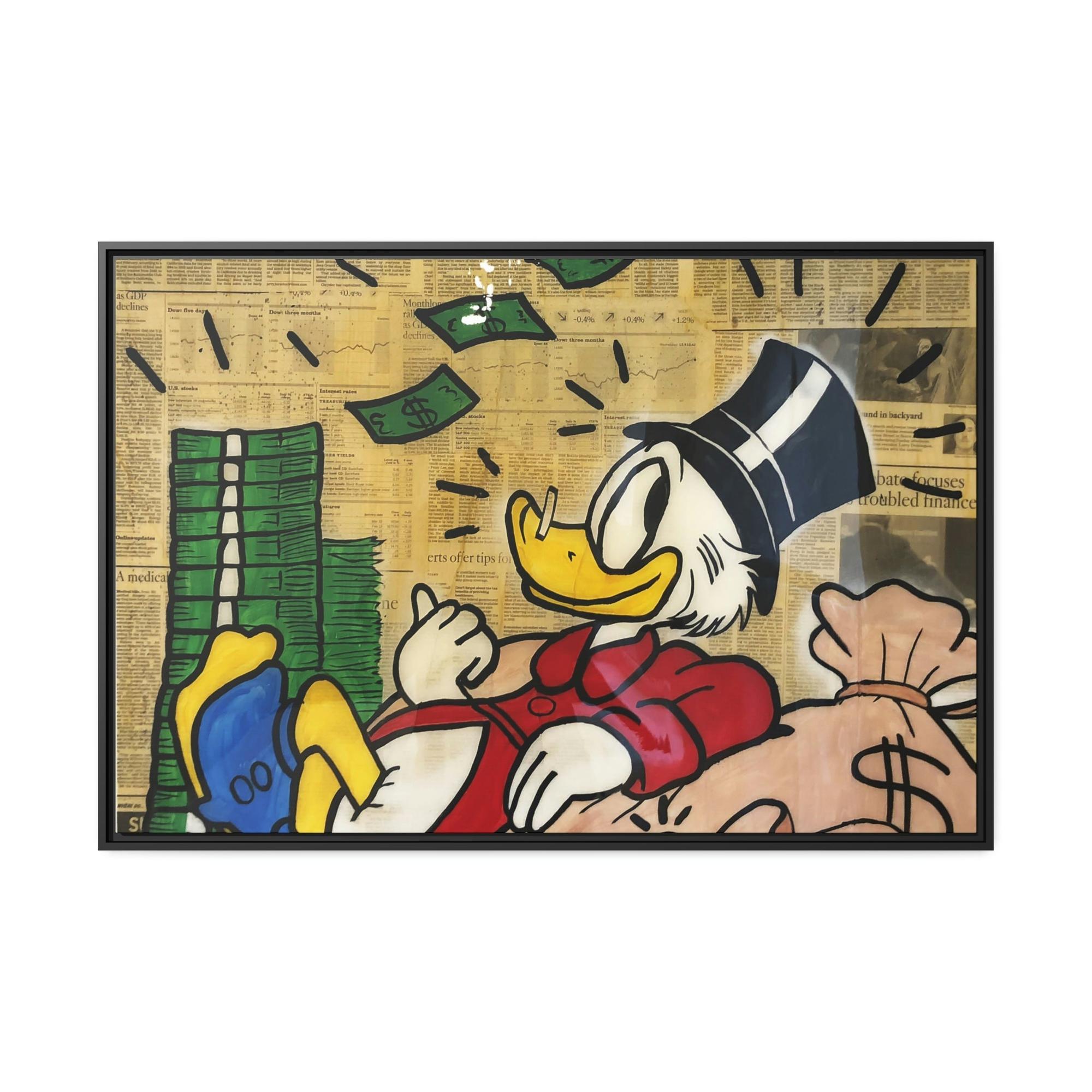 Monopoly & Motivation Alec Monopoly's Duck Tales: Disney's Duck as Street Art on Natural Canvas and Framed Poster