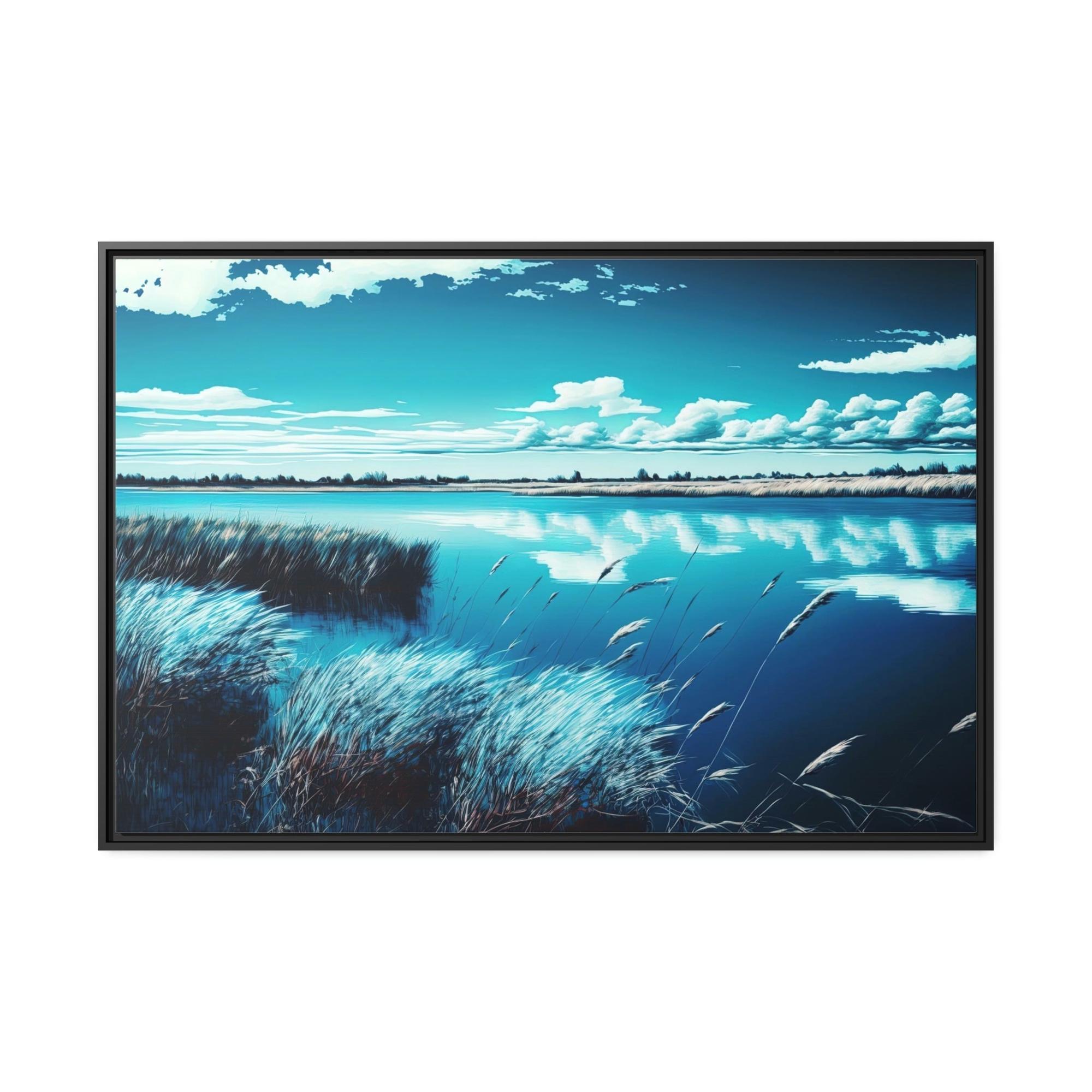 Lakes And Rivers Lakeside Harmony: Print on Canvas with Tranquil Lake Scenery