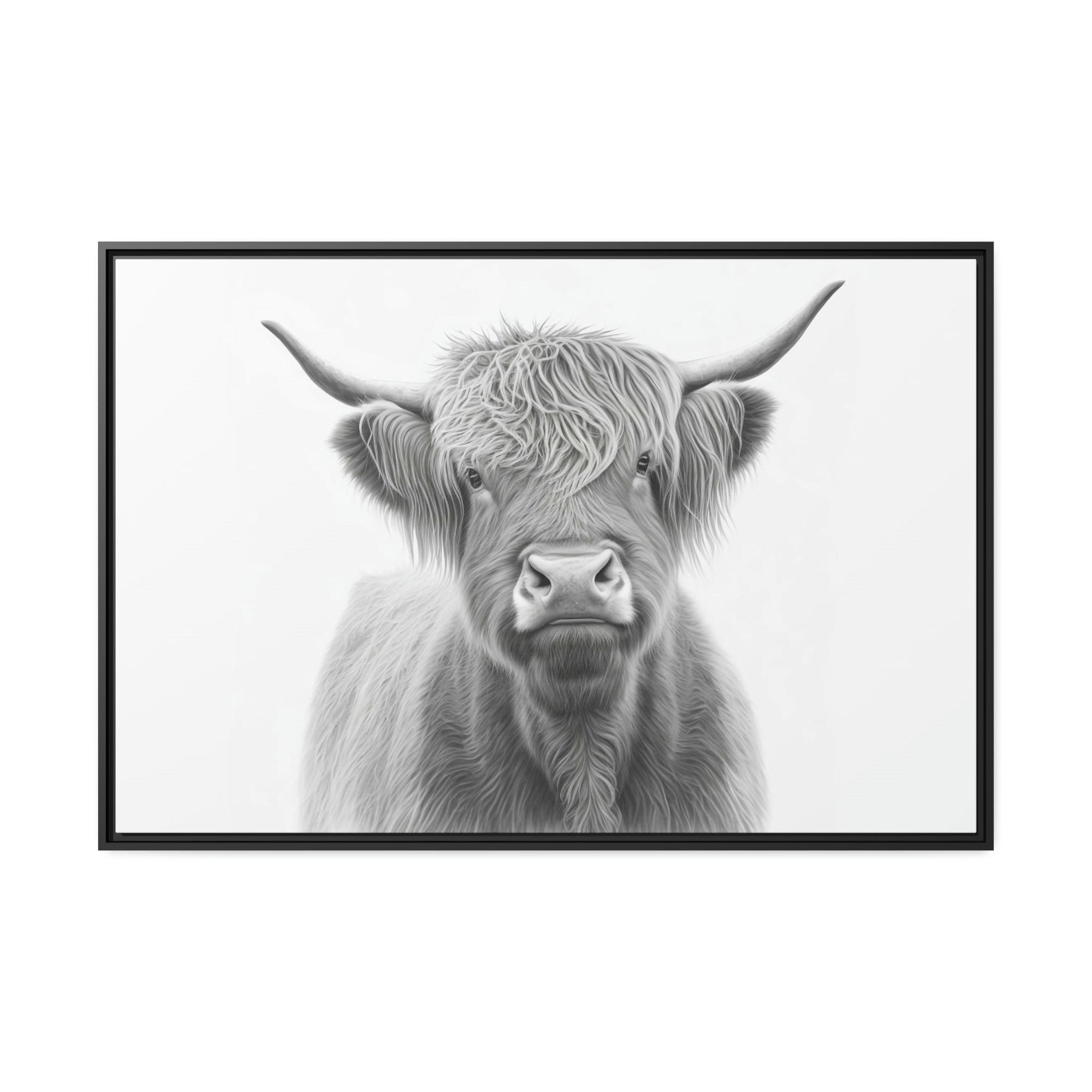 undefined Artistic Whimsy: Framed Poster Wall Art Featuring a Playful Cow Portrait on Canvas