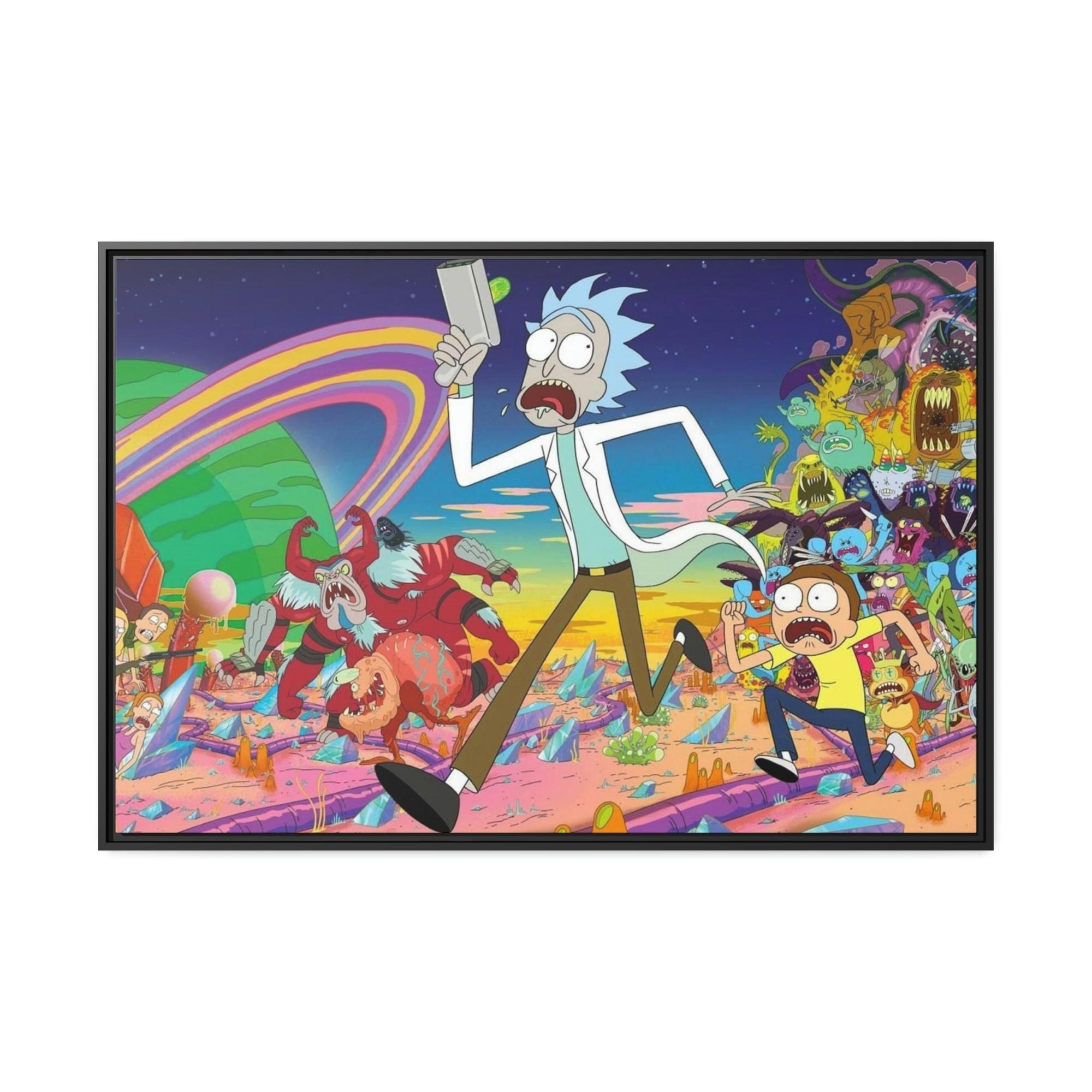 Rick And Morty Art Fantastical Adventures: Framed Canvas Wall Art Depicting Rick and Morty Artwork