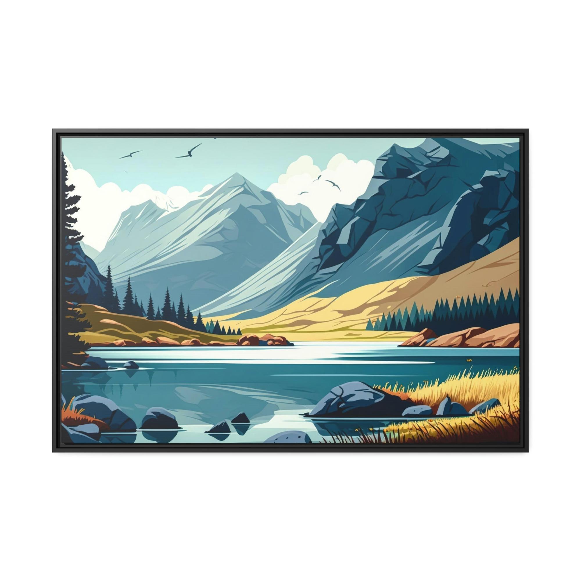 Lakes And Rivers Tranquil Sceneries: Lakes and Rivers on Natural Canvas and Framed Poster