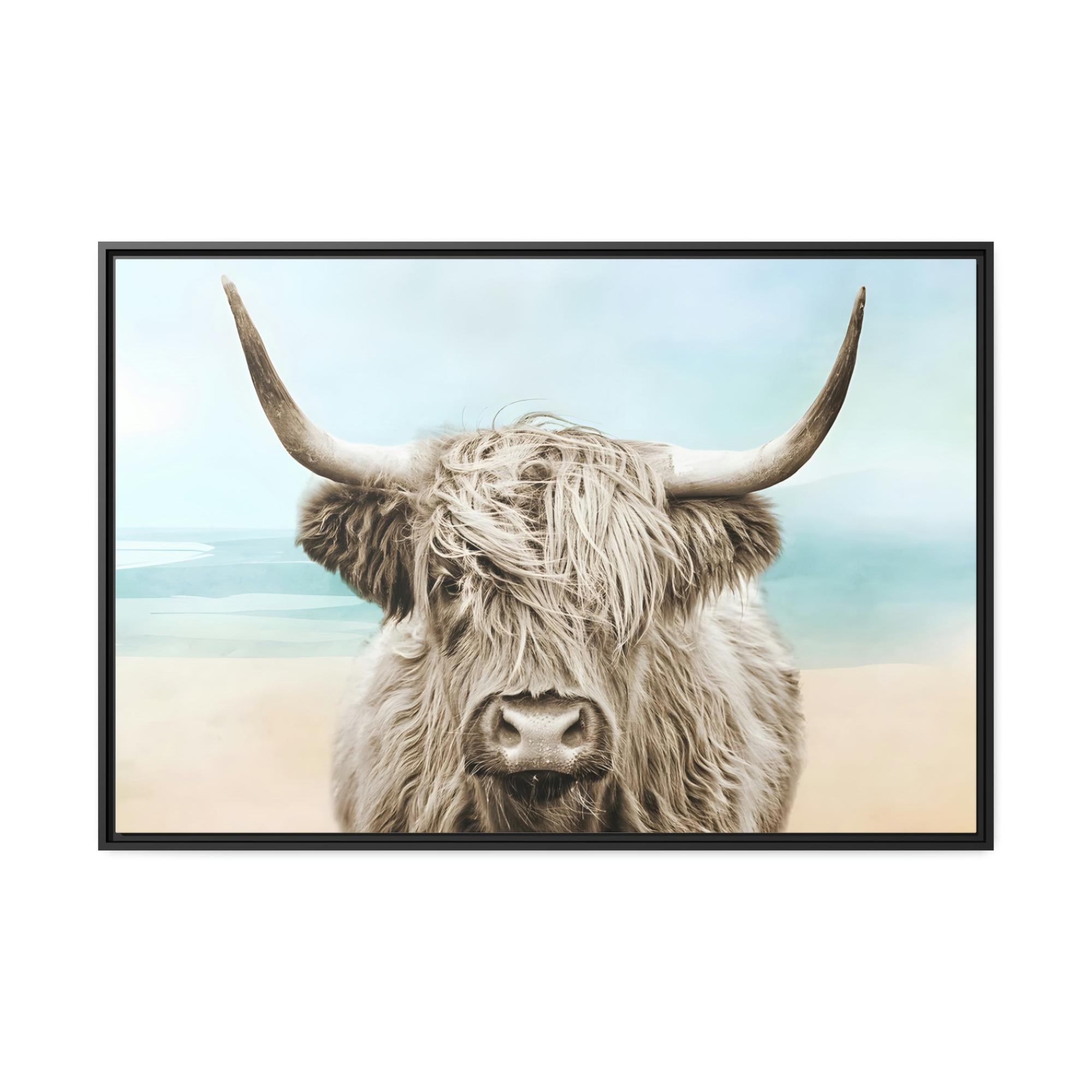 Highland Cow Framed in Wonder: Framed Poster of a Stunning Highland Cow Portrait