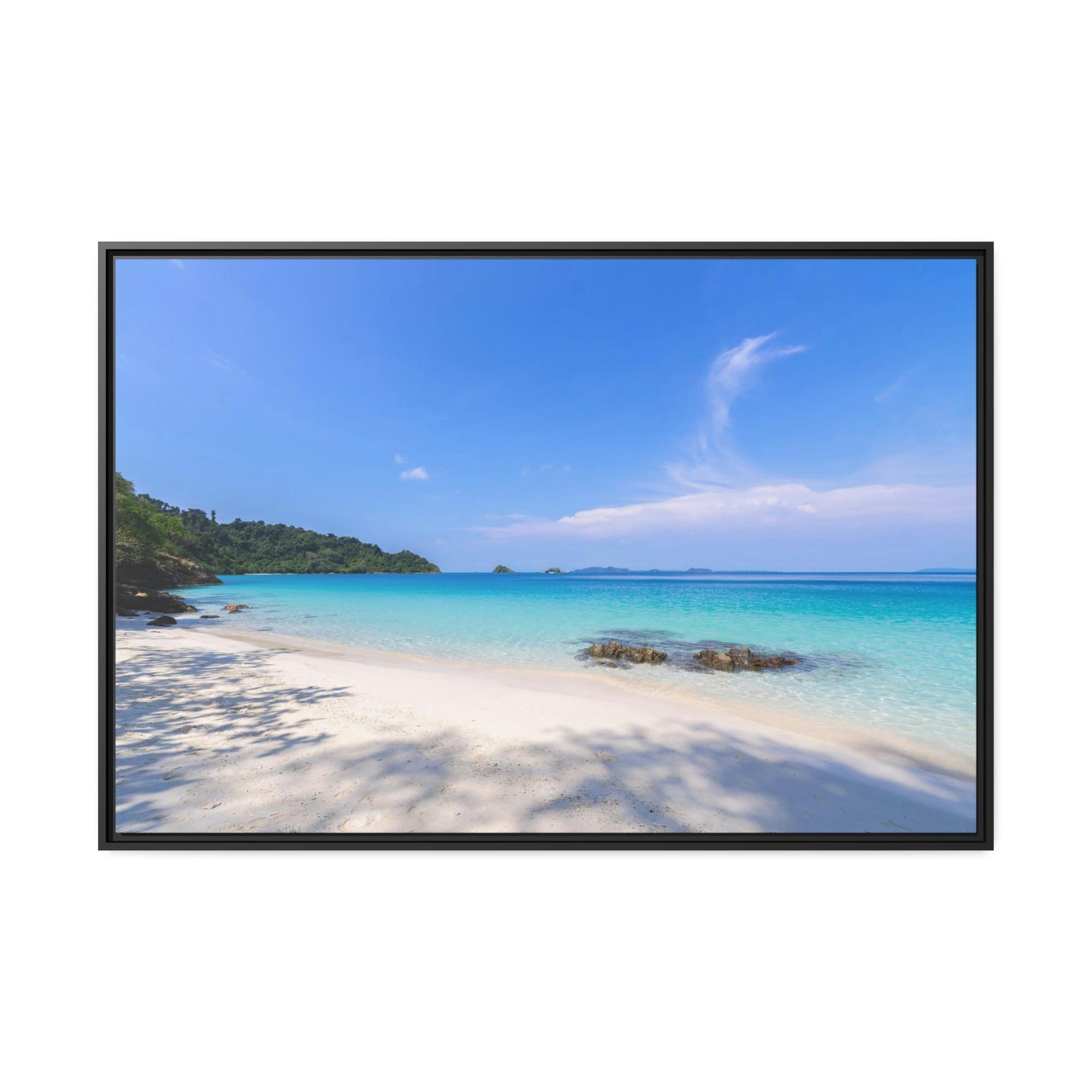 Island Beach Paradise Found: Framed Poster of a Stunning Beach Scene on a Tropical Island