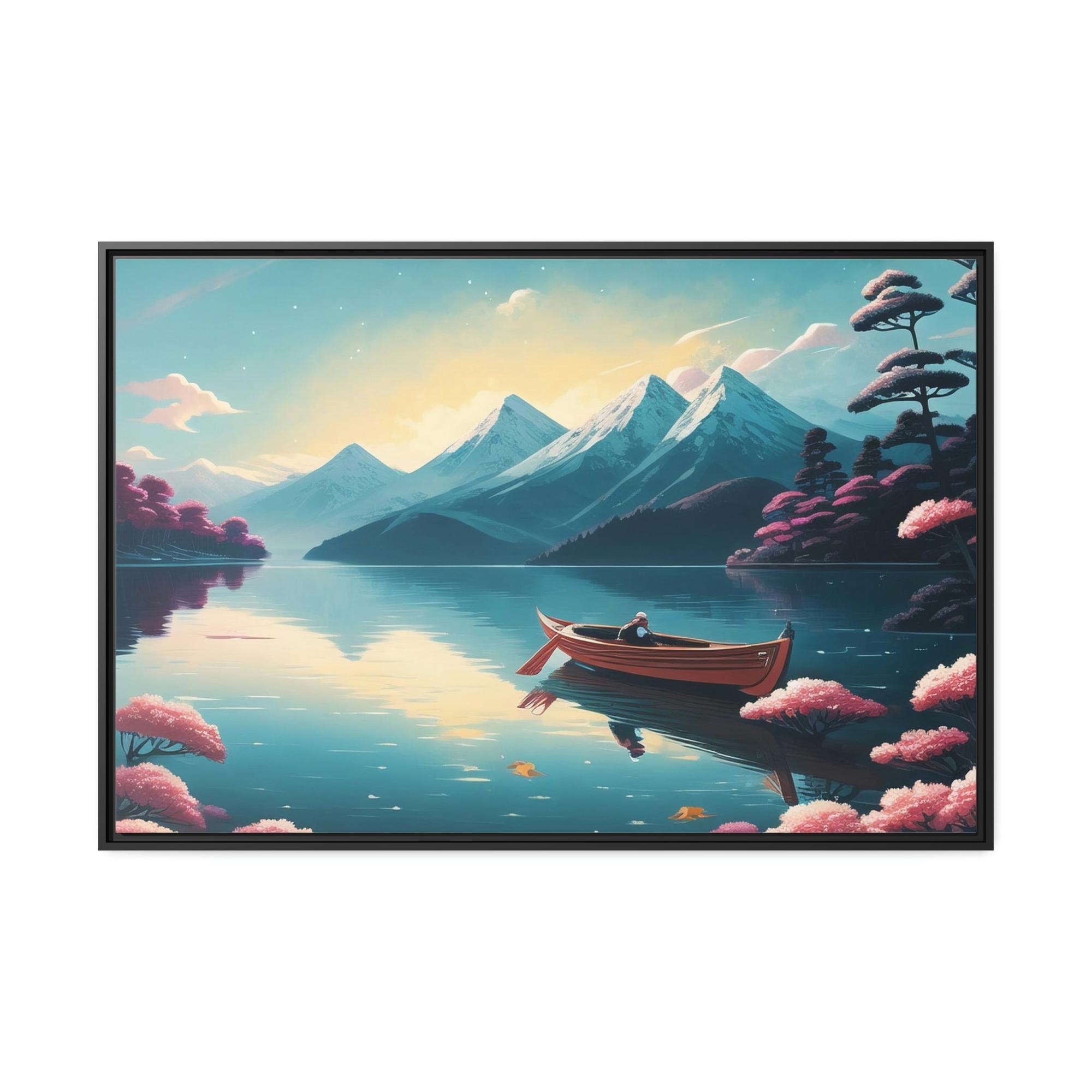 Lakes And Rivers Awe-Inspiring Waters: Framed Canvas Print of Beautiful Lakes and Rivers